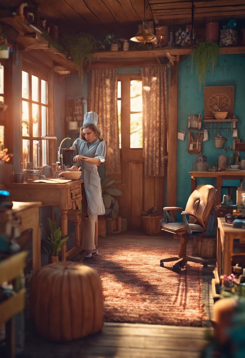 terraria, the nurse, beautiful blonde, young woman, nurse clothing, wooden cozy house, terraria, close up