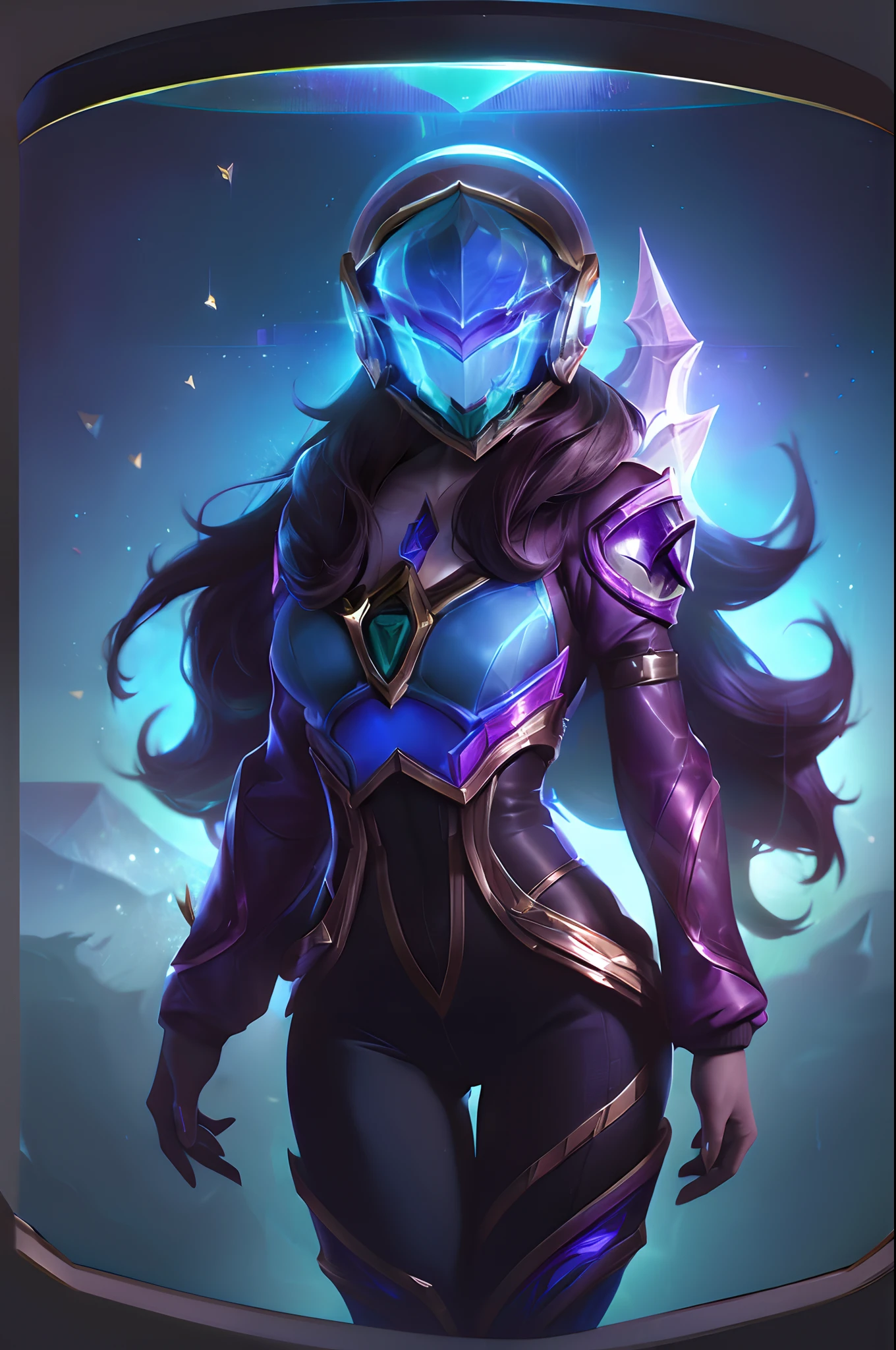 (League of Legends:1.5), masterpiece,best quality,masterpiece,best quality,Masterpiece,universe,space,reporting,floating in space,top quality,1girl,tights,mechanical,cowboy shooter,seen from above,medium breasts,(transparent space helmet:1.3),aerial,(space suit:1.1),(planet:1.1),