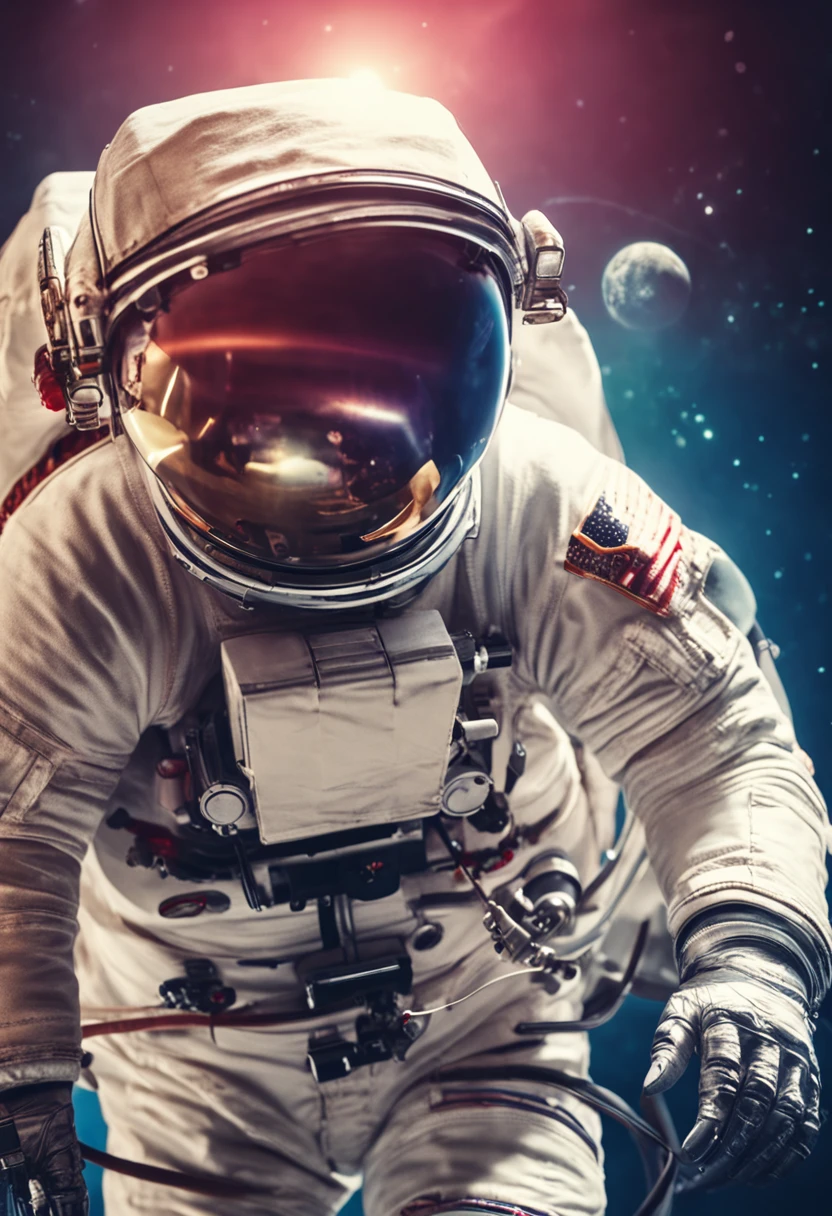 (Detailed description) Astronaut in sunglasses playing an electric guitar of model Les Paul