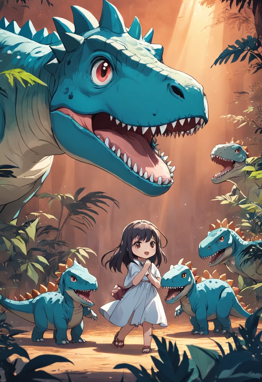 Adesivos de dinossauro felizes de Kawaii , vetorial , Contornos , fundo azul