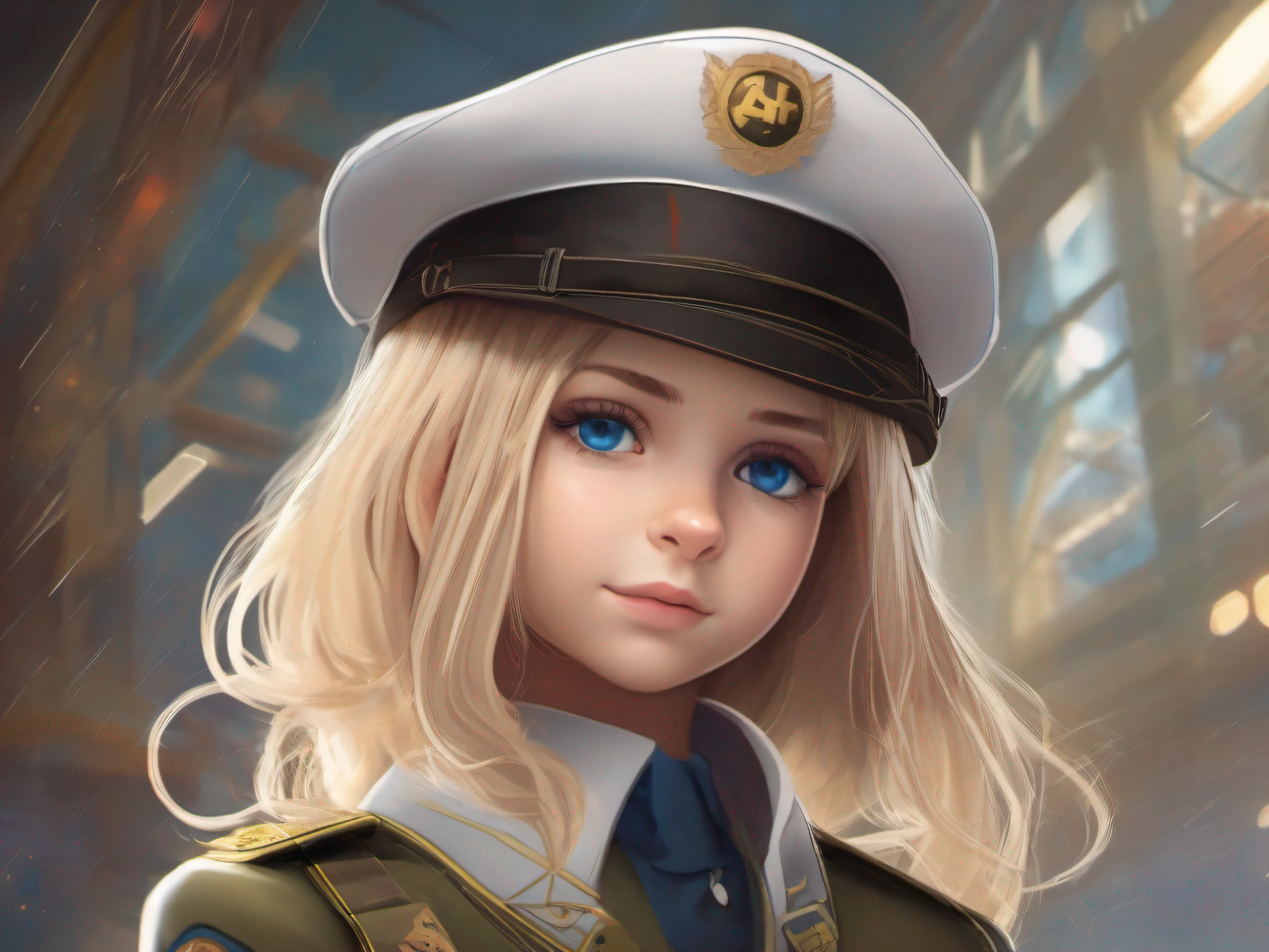 Girl from Ukraine , Ukraine anime girl ,Ukraine ,  Full body composition of a young woman with messy light blonde hair, maquiagem dos olhos, 11 anos, orelhas de gato, soft lighting, sozinho, vestido com um velho uniforme militar futurista rasgado e esfarrapado, cat's paw badge, Posar, cores manchadas, octan render, Detalhe intrincado hiperrealista, cinemactic, 8K resolution, 70mm, highlight lighting, global ilumination, retrato de corpo inteiro, limpar rostos detalhados, roupas intrincadas, cara bonito, peito achatado, cintura fina, pernas finas, quadris pequenos