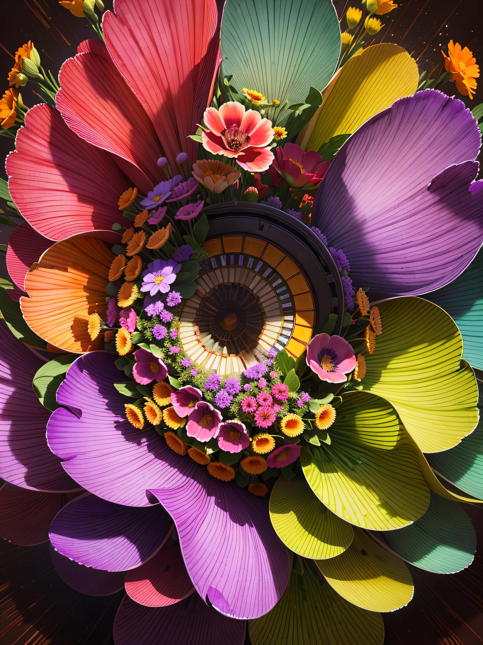 "((Multicolored + vibrant) * 1.3) kaleidoscope vision * 1.1, (Eustoma + flowers) * 1.2), realistic masterpiece of ultra-definition, unparalleled high resolution, perfection in quality. --en"