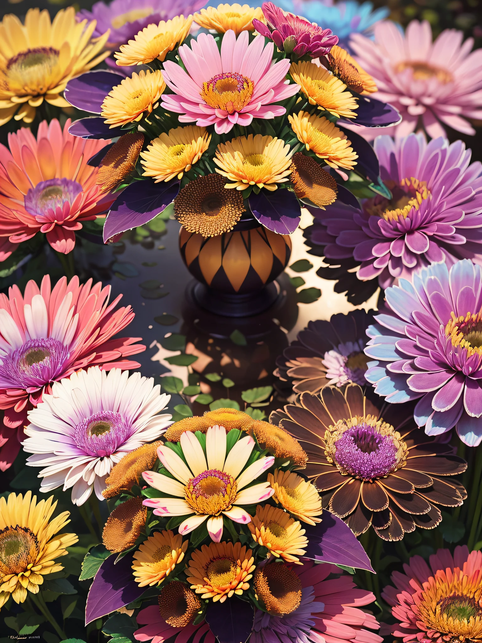 "((Multicolored + vibrant) * 1.3) kaleidoscope vision * 1.1, (Chrysanthemum + flowers) * 1.2), realistic masterpiece of ultra-definition, unparalleled high resolution, perfection in quality. --en"