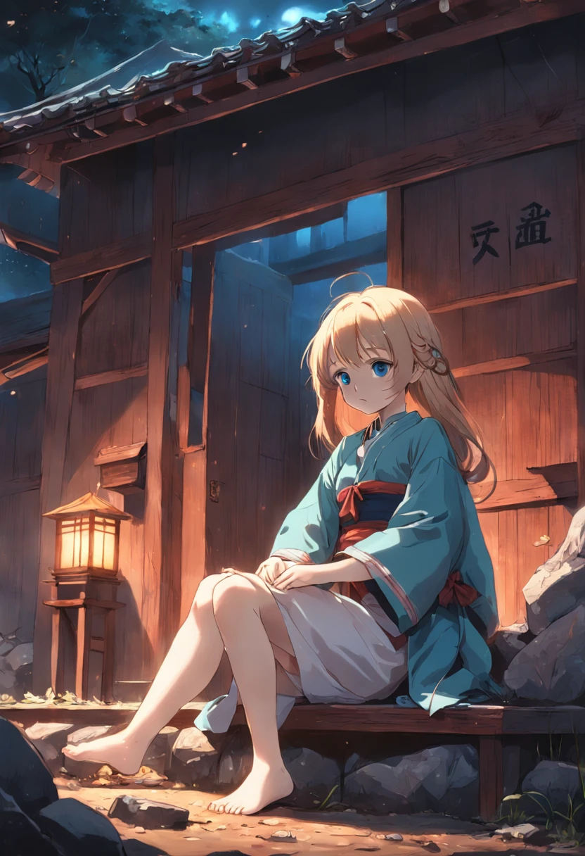 Wooden Doll、simplicity、old、Broken、sitting on、