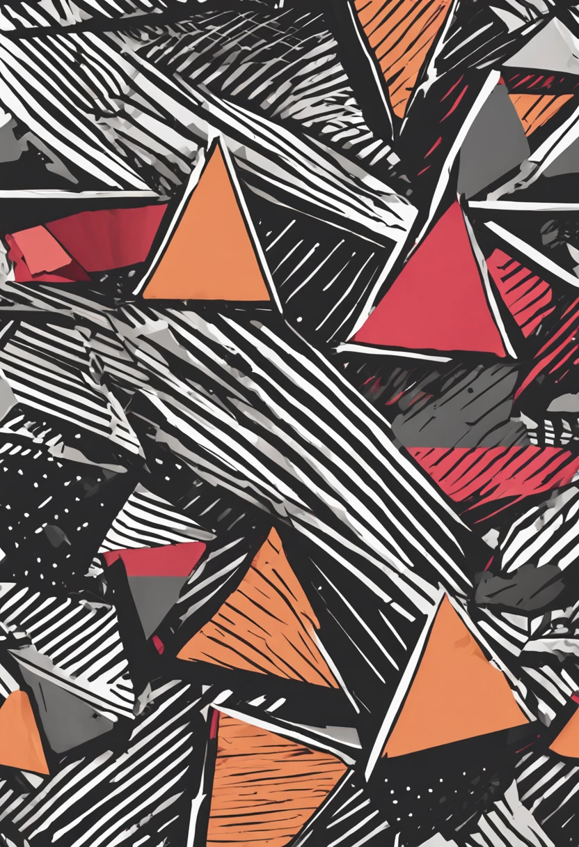 a frame with triangle geometric shapes in black and white