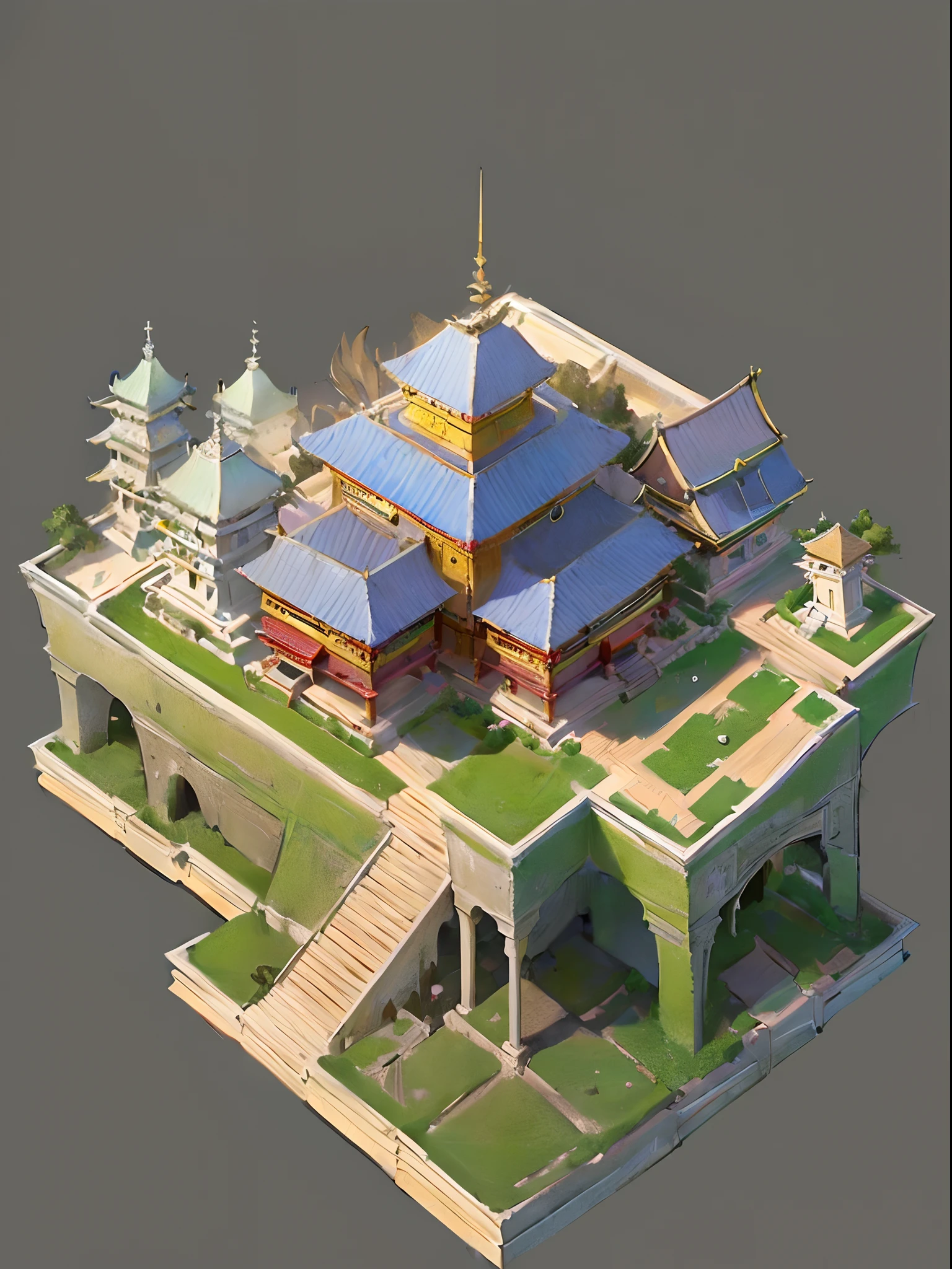 (isometric:1.5), (masterpiece, top quality, best quality, official art, beautiful and aesthetic:1.2),(16k, best quality, masterpiece:1.2),architecture, [:(black background:1.5):30],, east asian architecture, (simple background:1.5), scenery, no humans, stairs, building, wall, doorstep buildings, stairs, Chinese architecture