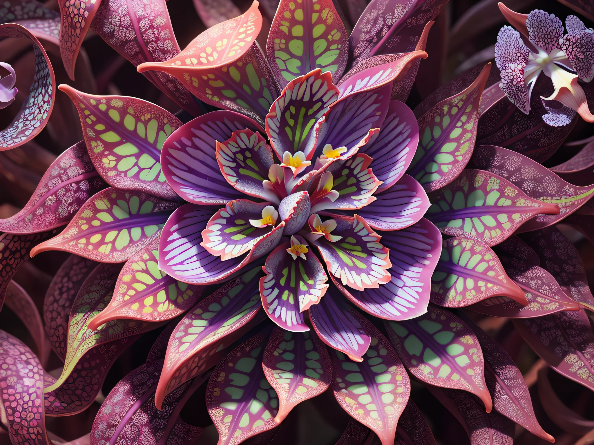 "((Multicolored + vibrant) * 1.3) kaleidoscope vision * 1.1, (Hedera helix + orchids) * 1.2), realistic masterpiece of ultra-definition, unparalleled high resolution, perfection in quality. --en"