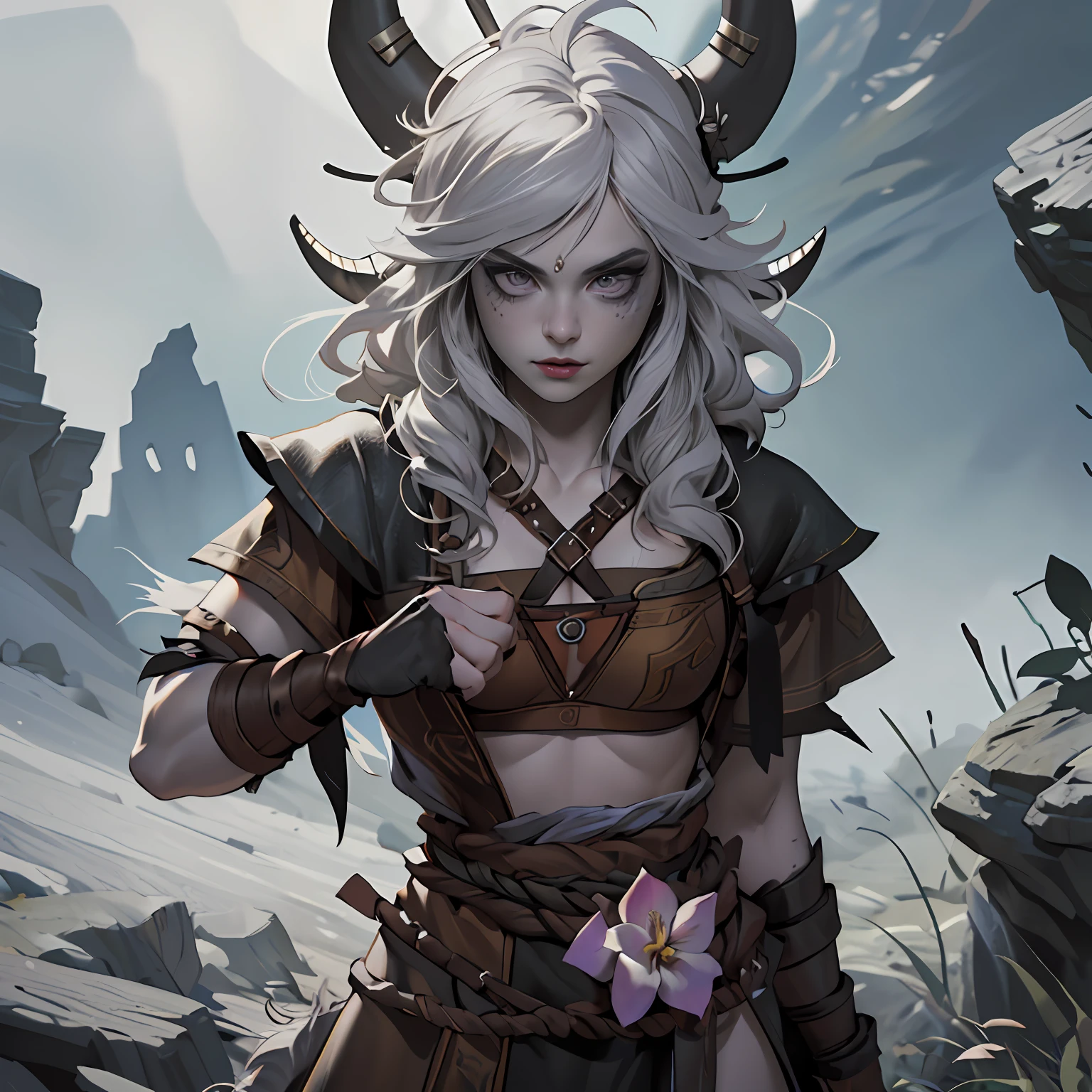 ((Cinematic light, Best quality, 8k, Masterpiece :1.3)), (extremely detailed:1.2), (extremely detailed face), (photorealistic:1.2), (ultra detailed), 8k, ((full body shot)), snowy mountains background, ,1girl, Beautiful woman with thin abs :1.4, (light grey hair, small breasts :1.3), seductive open lips, ultra-detailed face, detailed eyes, double eyelidwork, best quality, black hair flower, ((calango tail)),((goth)), steamy, sexual teasing, hands shining purple, (((black makeup))), unusual skincolor, ((pale skin)), black bodypaint, (((((viking clothing))))), look at viewer