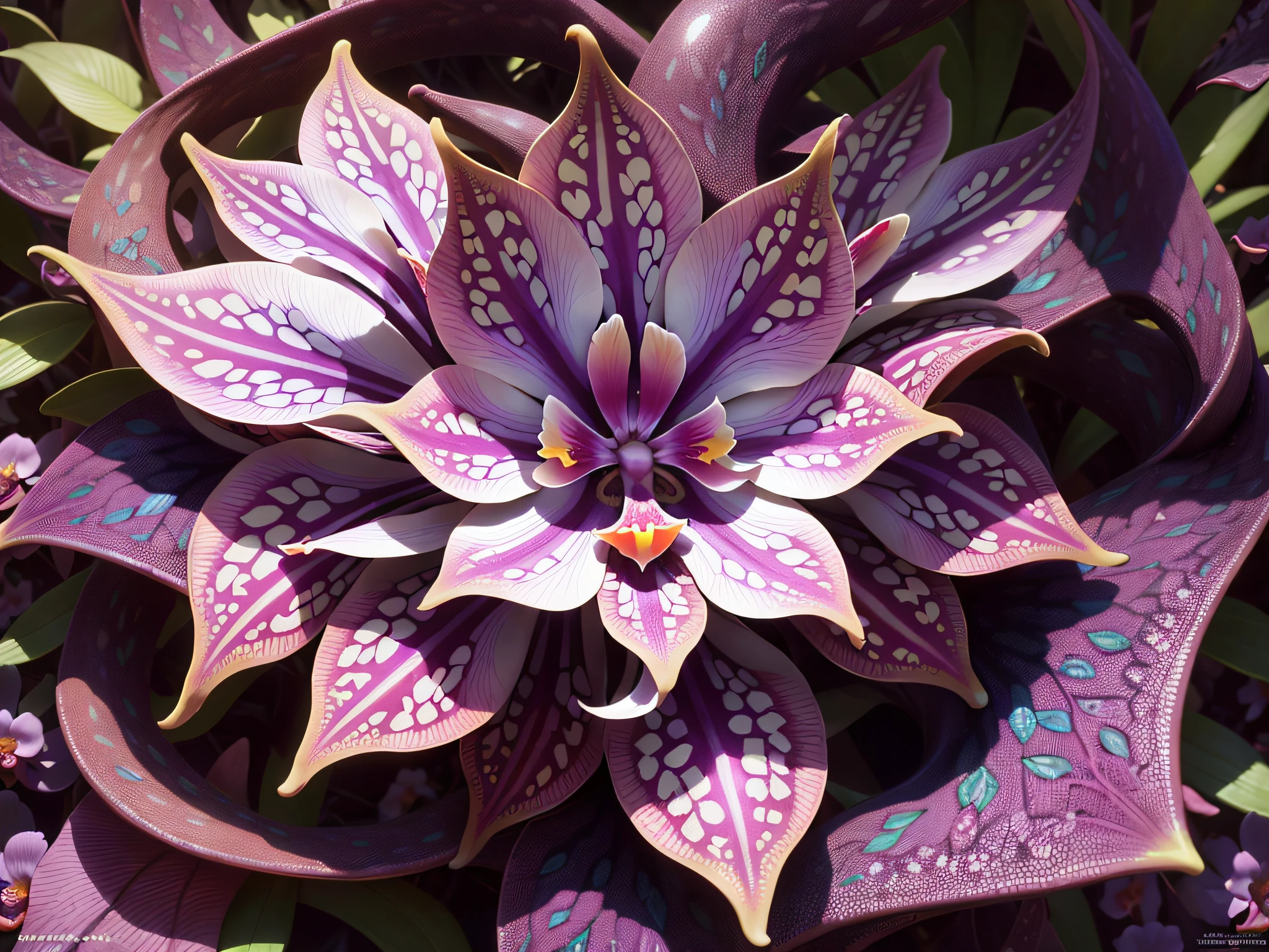 "((Multicolored + vibrant) * 1.3) kaleidoscope vision * 1.1, (Hedera helix + orchids) * 1.2), realistic masterpiece of ultra-definition, unparalleled high resolution, perfection in quality. --en"