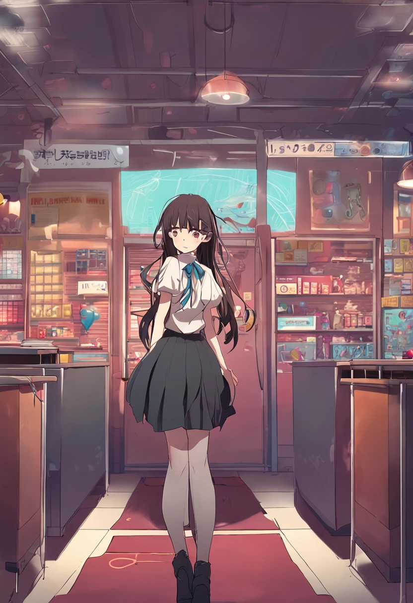 1girl,Classroom、Standing、校服、3D Real Anime