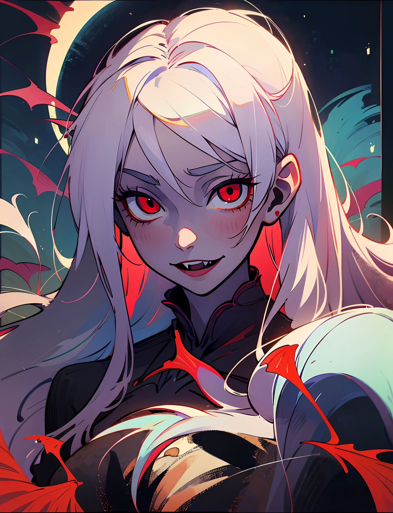 vampire, Moonlight, Red eyes, white hair, maiden --auto --s2