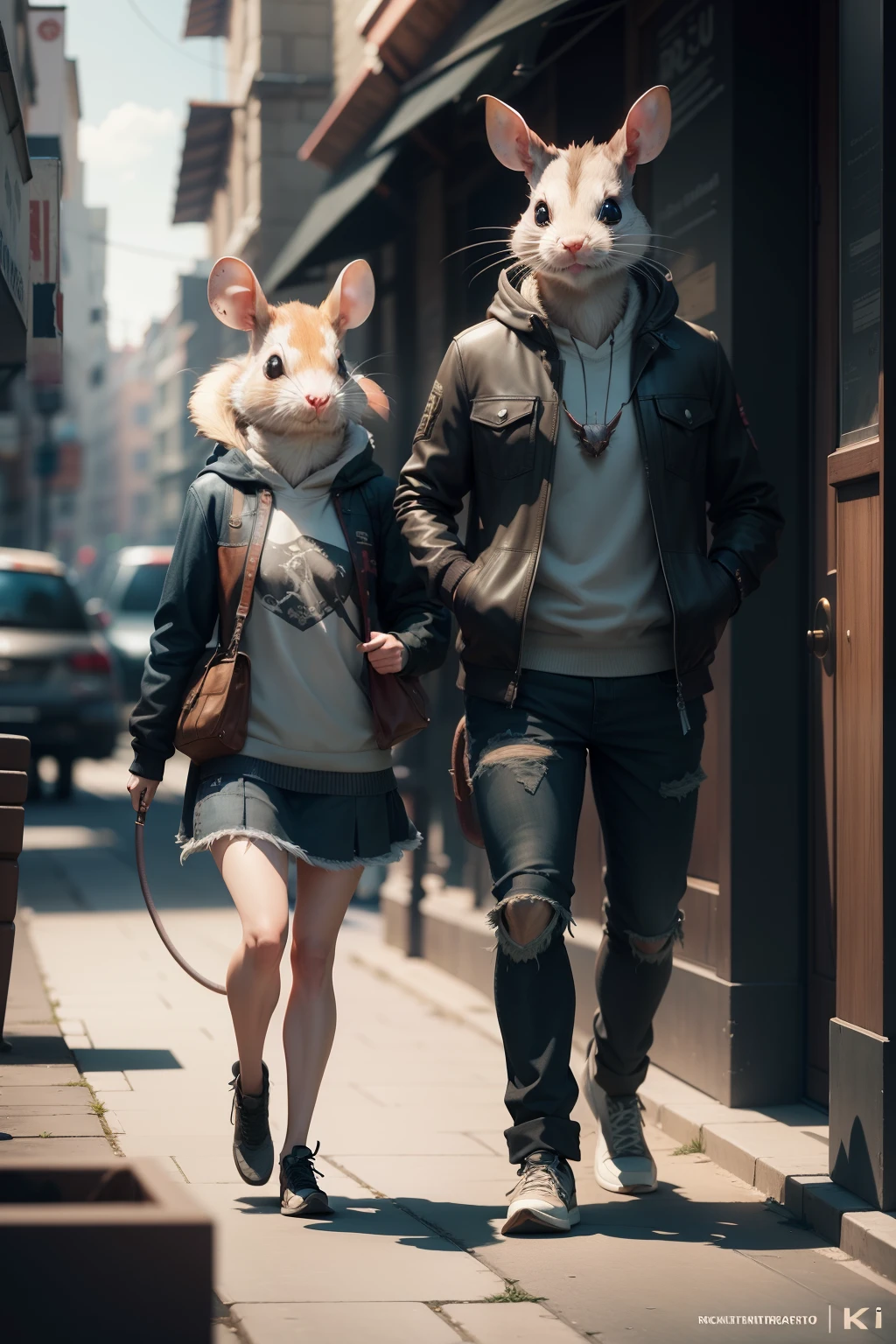 Rat Walking alongside Super cute friend cockroach, realistic, 4K, super detailed, vray rendering, unreal engine, midjourneyart style,