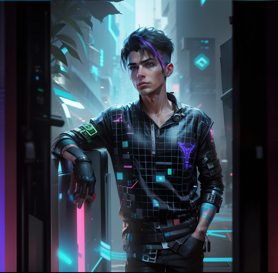 change background cyberpunk handsomeboy,realistic face,8k realistic
