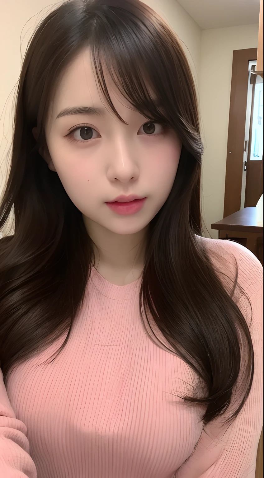 Realistic, High resolution, 1 female, Glowing Skin, alone, Wide lips,Saggy breasts,Idol body type,round face,she,Realistic skin texture,Genuine,Detailed face,speaking,Huge breasts,high school girl,M-shaped legs,Spread your legs,裸のshe,Black Hair,Admiring the male genitalia,Panting,Wet body,The open mouth does not block