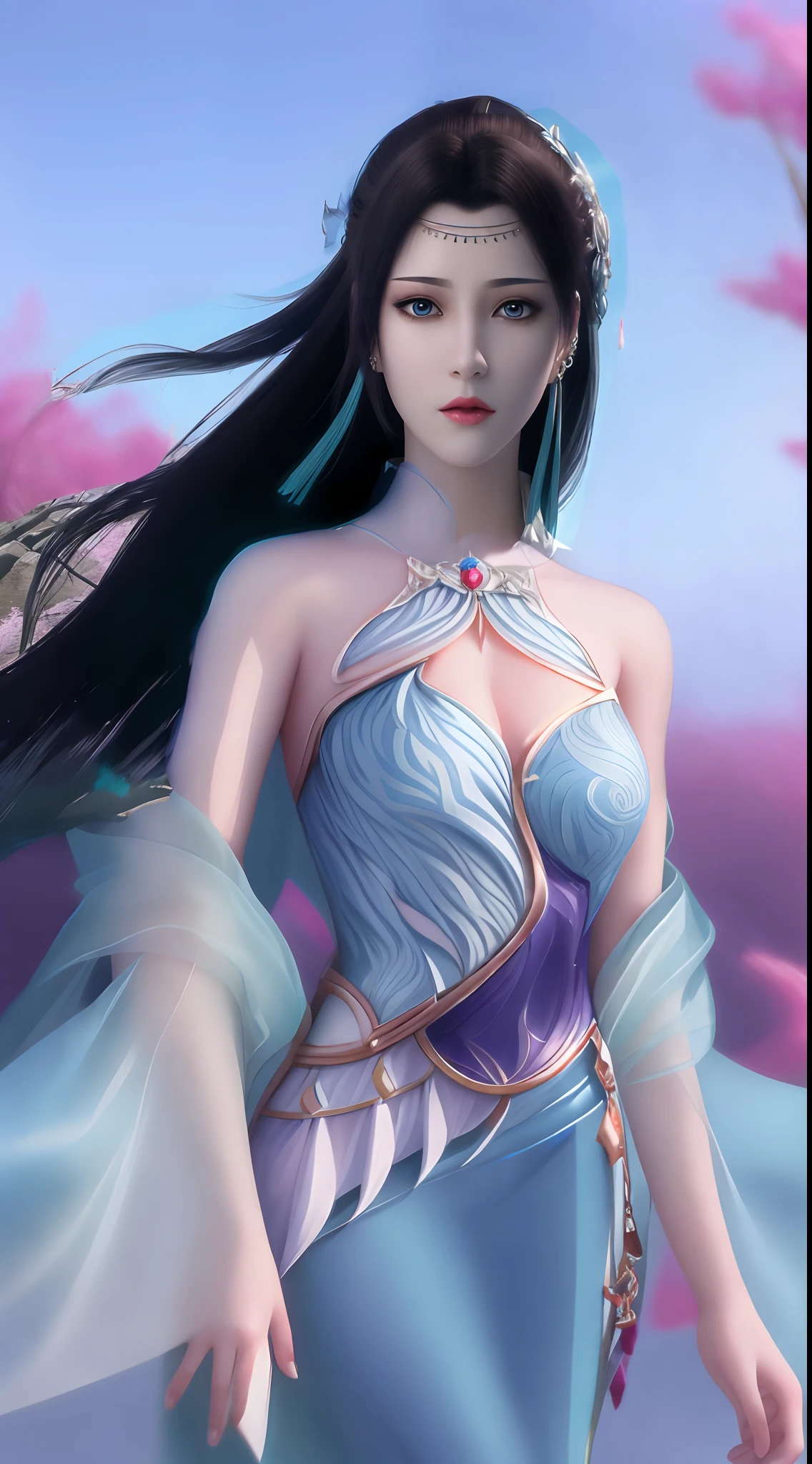 woman in dress, Asian Woman Water Elemental, digital fantasy art ), full-body xianxia, A queen, beautiful and seductive anime woman, 8K high quality detailed art,, a beautiful fantasy empress, ((a beautiful fantasy empress))