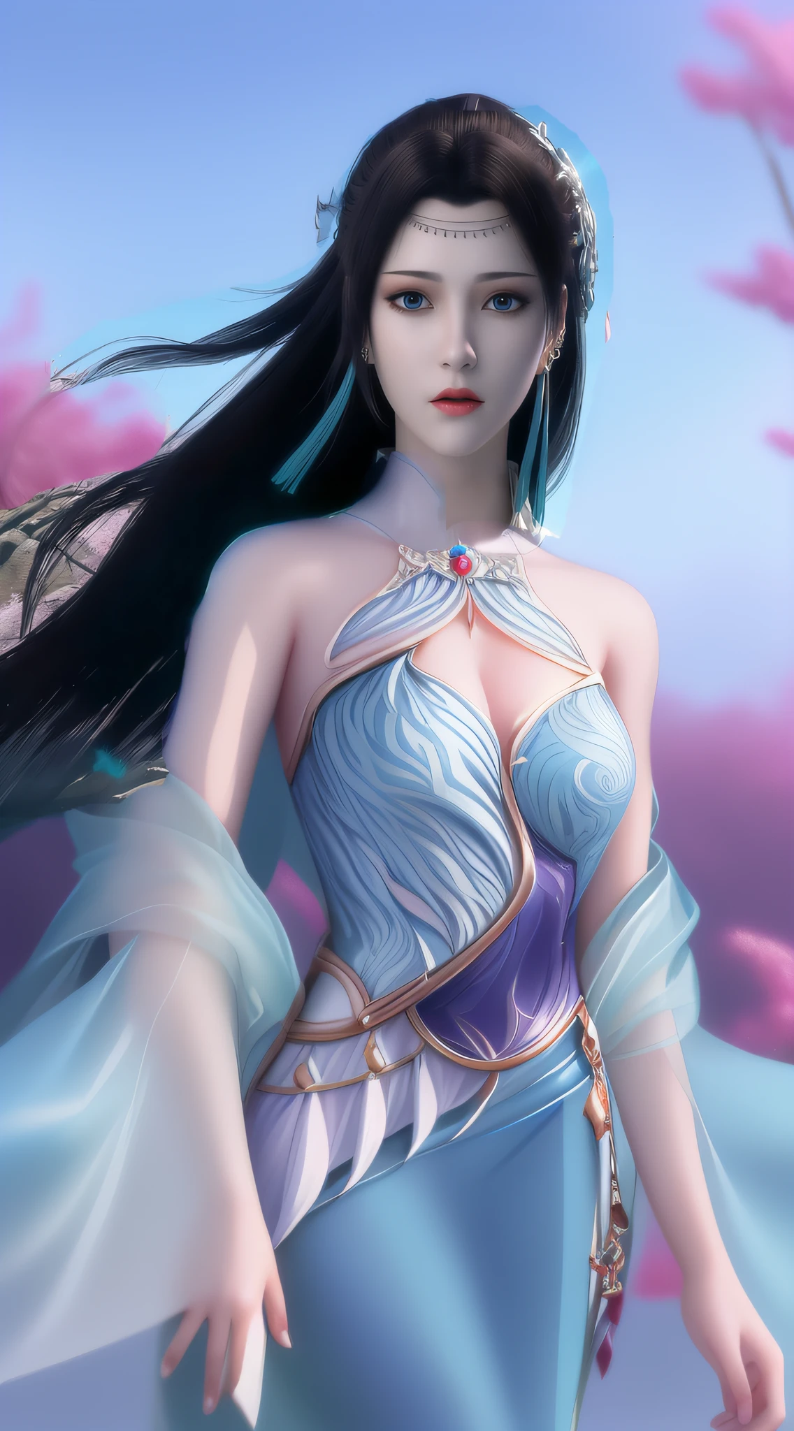 woman in dress, Asian Woman Water Elemental, digital fantasy art ), full-body xianxia, A queen, beautiful and seductive anime woman, 8K high quality detailed art,, a beautiful fantasy empress, ((a beautiful fantasy empress))
