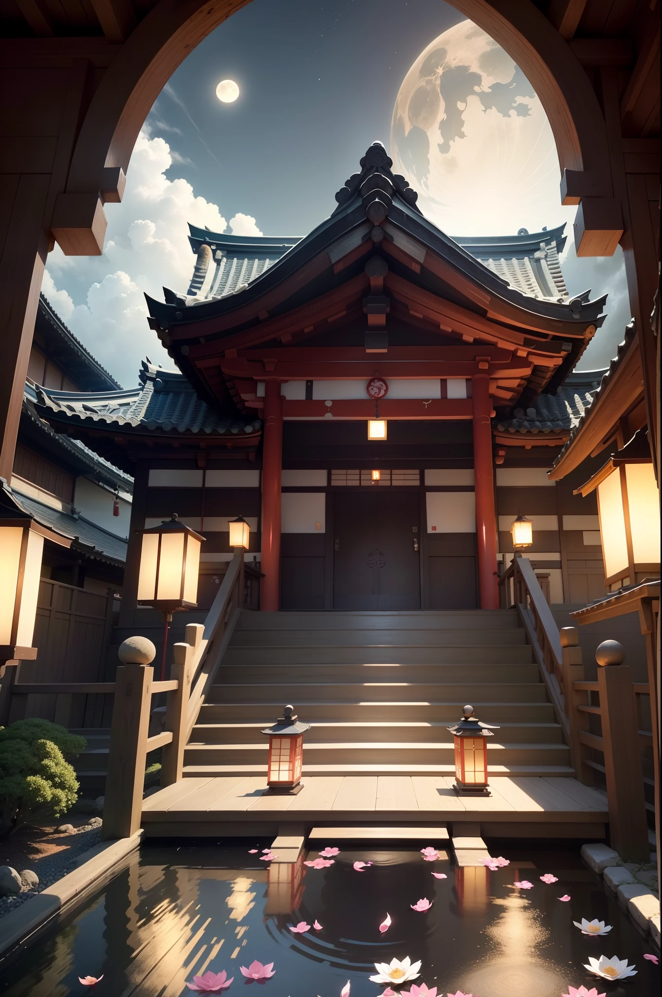 "Envision an enchanting wallpaper pattern composed of a rhythmic arrangement of iconic Japanese symbols, each adding a layer of cultural depth and significance.
The delicate sakura blossom, symbolizing renewal and fleeting beauty, is interspersed among intricate '卍' (manji) symbols, representing harmony, eternity, and the cycle of life.
Mystical 'Dragon' (ryu) dragons coil gracefully amidst swirling clouds, embodying power, transformation, and protection. The torii gate stands resolute, marking the transition from the secular to the sacred.
Elegant kanji characters '愛' (ai) for love, 'Courage' (yuuki) for courage, and 'Peace' (heiwa) for peace, seamlessly integrate into the design, adding profound meaning.
A tranquil pond reflects the moon's serene glow, adorned with '鶴' (tsuru) cranes, symbols of longevity and good fortune. Beneath the surface, 'Sea' (umi) waves ebb and flow, representing life's constant changes.
Bamboo shoots, a representation of resilience and growth, rise gracefully amid the composition. Lanterns sway gently, casting warm illumination and symbolizing guidance.
The color palette harmonizes deep indigos, tranquil blues, and soft whites, creating a sense of serenity and reverence. This intricate wallpaper pattern is a visual journey through the layers of Japanese symbolism, inviting you to immerse yourself in their wisdom and beauty."