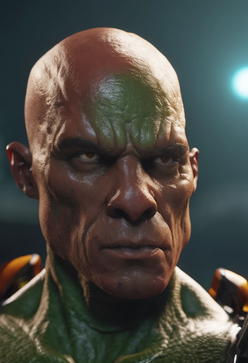 homem musculoso, verde, alienigena reptiliano, humanoide, realista, unreal engine 5, rosto de largato, olhos vermelhos