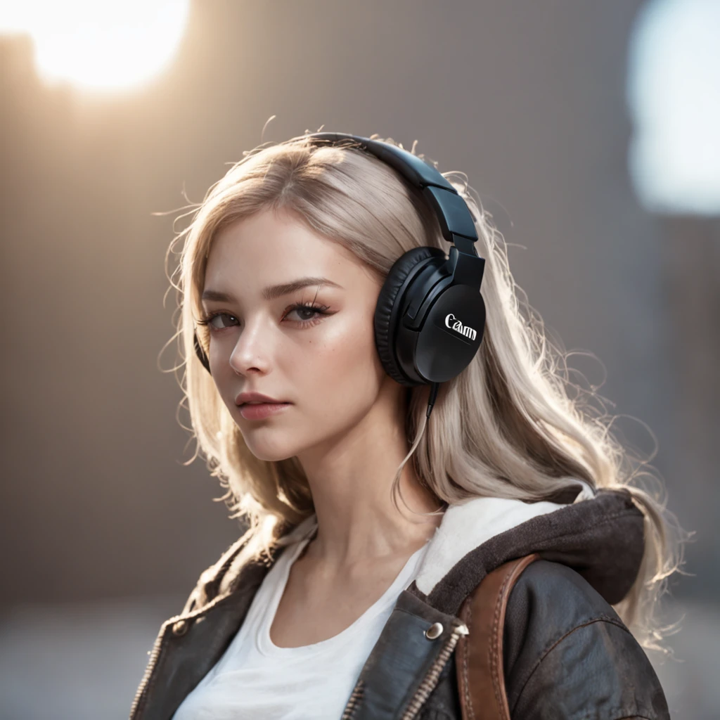Perfect centering, A cute girl all over, Wear a student varsity jacket, Wearing sunglasses, Wearing headphones, cheerfulness, Standing position, Abstract beauty, Centered, Looking at the camera, Facing the camera, nearing perfection, Dynamic, Moonlight, Highly detailed, Digital painting, art stations, concept-art, smooth, Sharp focus, 8K, high definition resolution, illustration, Art by Carne Griffiths and Wadim Kashin, White background