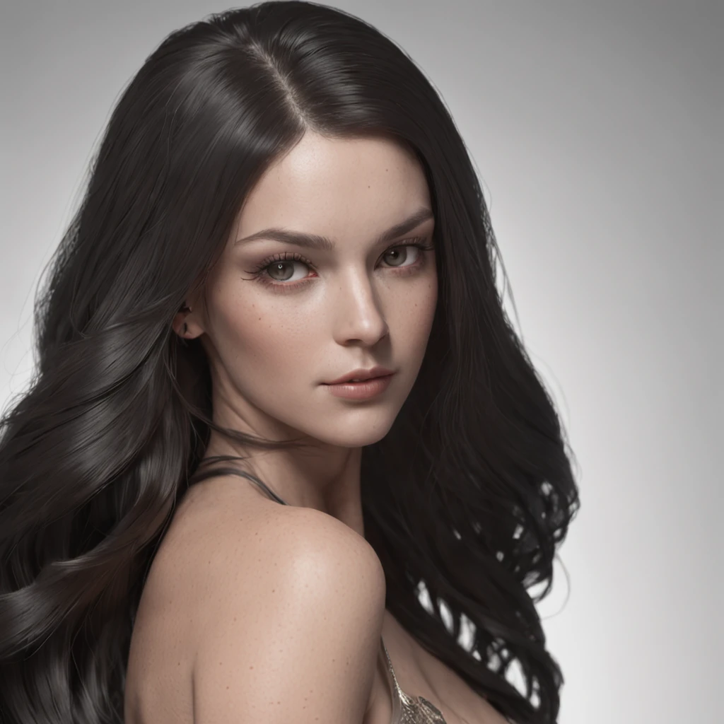Interpretation of the human female form, Beautiful and radiant skin, Flowing long black hair, Modern Visual Concept Art, Inspired by Enoch Bolles, John Simmons, Art germs, Trending on ArtStationh, intricated details, 4k 3D concept art, high resolucion, Masterpiece,