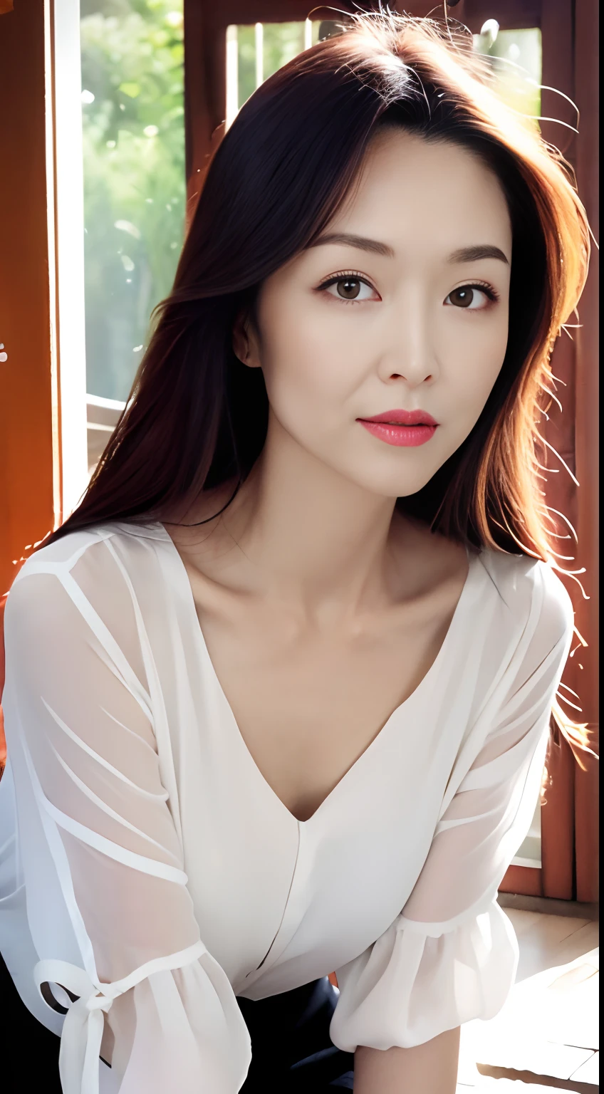 (8K)、ultra-detailliert、(Highest Details Skins:1.2)、top-quality、​masterpiece、超A high resolution:1.2)、beautiful japanese female、thin makeup、18year old、Elegance、There is a good、Transparent atmosphere、Beautiful face、1 girl in、the chest is very large、(realisitic:1.4)、(top-quality:1.0)、(超A high resolution:1.0)、(pureerosface）、(((Loose blouse)))、夏天、outside of house、((The entire chest is visible))、((The chest is in focus))、short-cut