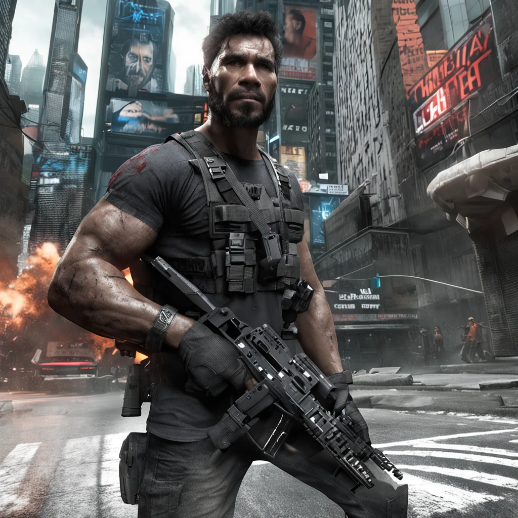 THE  MUAITAY FIGHTER ,whole  body ,ultra  realist,unreal  engine,hiper realist,photorealistr,cinematografic on top  of  skycraper,cloud storms ,punisher  t shirt black,
