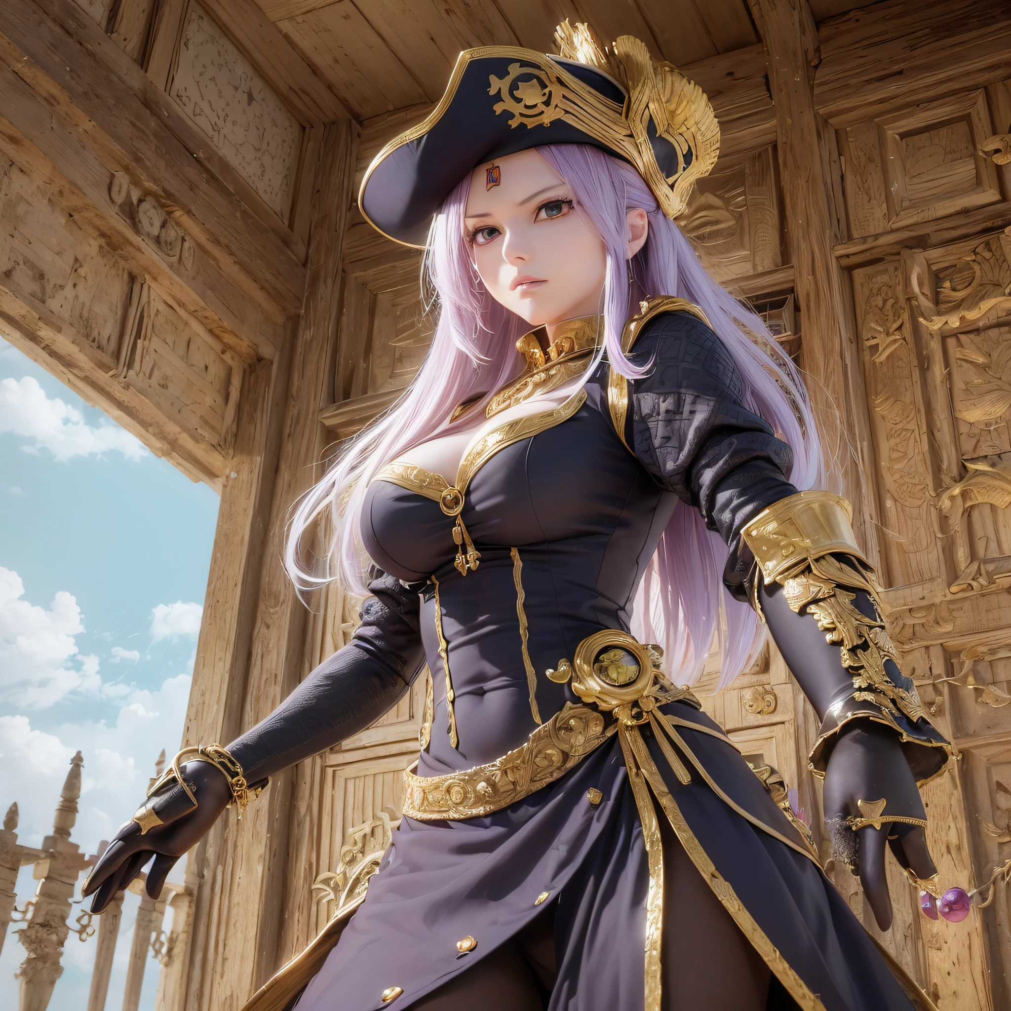 (3D anime:1.2, One Piece:1.1 manga), high-quality 3D modeling, detailed texture, beautiful shading, (Boa Hancock:1.3), dynamic pose, real expression, (Boa Hancock - The Pirate Empress and leader of the Kuja Pirates, royal insignia, flowing dress, charming charm.