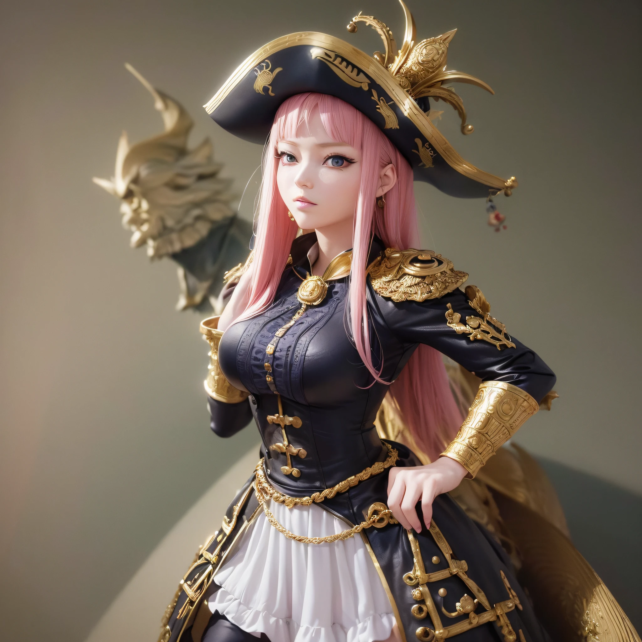 (3D anime:1.2, One Piece:1.1 manga), high-quality 3D modeling, detailed texture, beautiful shading, (Boa Hancock:1.3), dynamic pose, real expression, (Boa Hancock - The Pirate Empress and leader of the Kuja Pirates, royal insignia, flowing dress, charming charm.