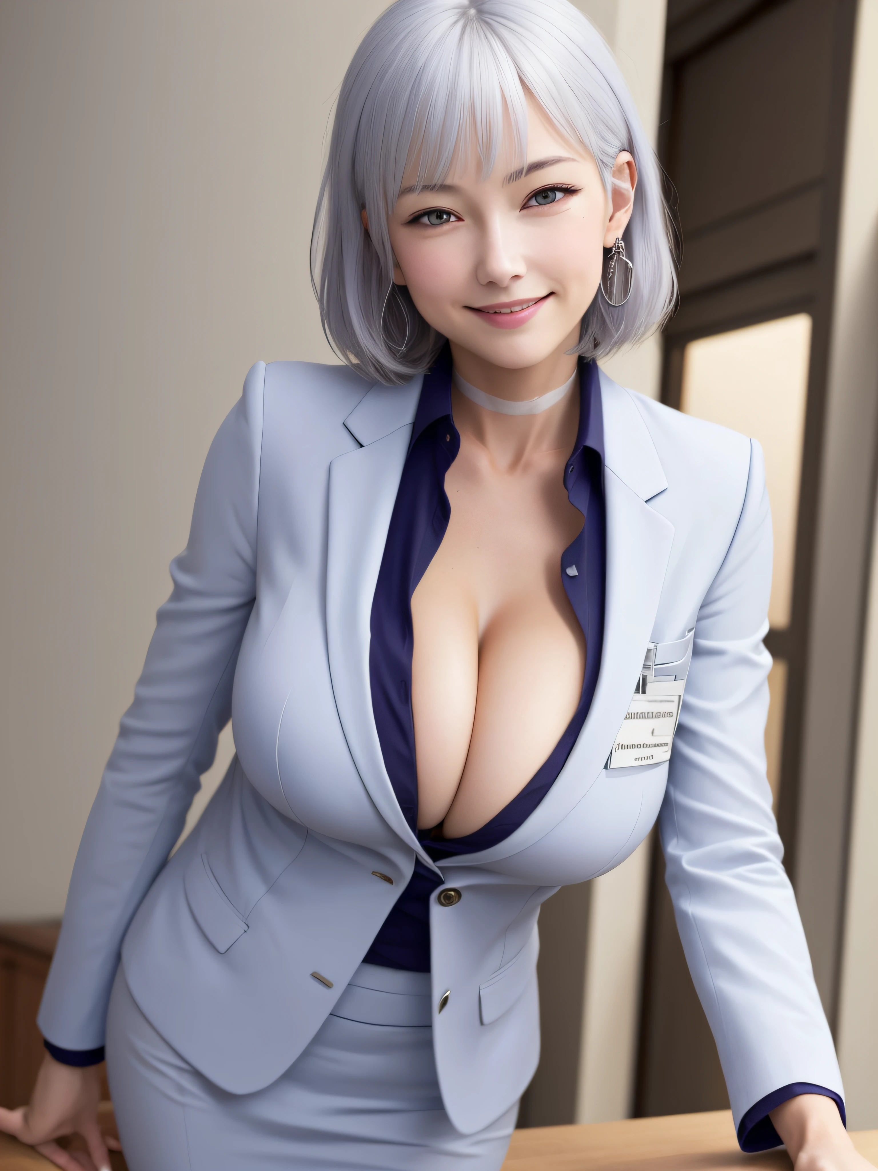 1girl,solo,seductive smile,looking at viewer,
,office,face focus, upper body, huge breasts, leaning forward,
,rpk16suit,
,(shiny skin),(masterpiece:1.4),(best quality:1.4),
