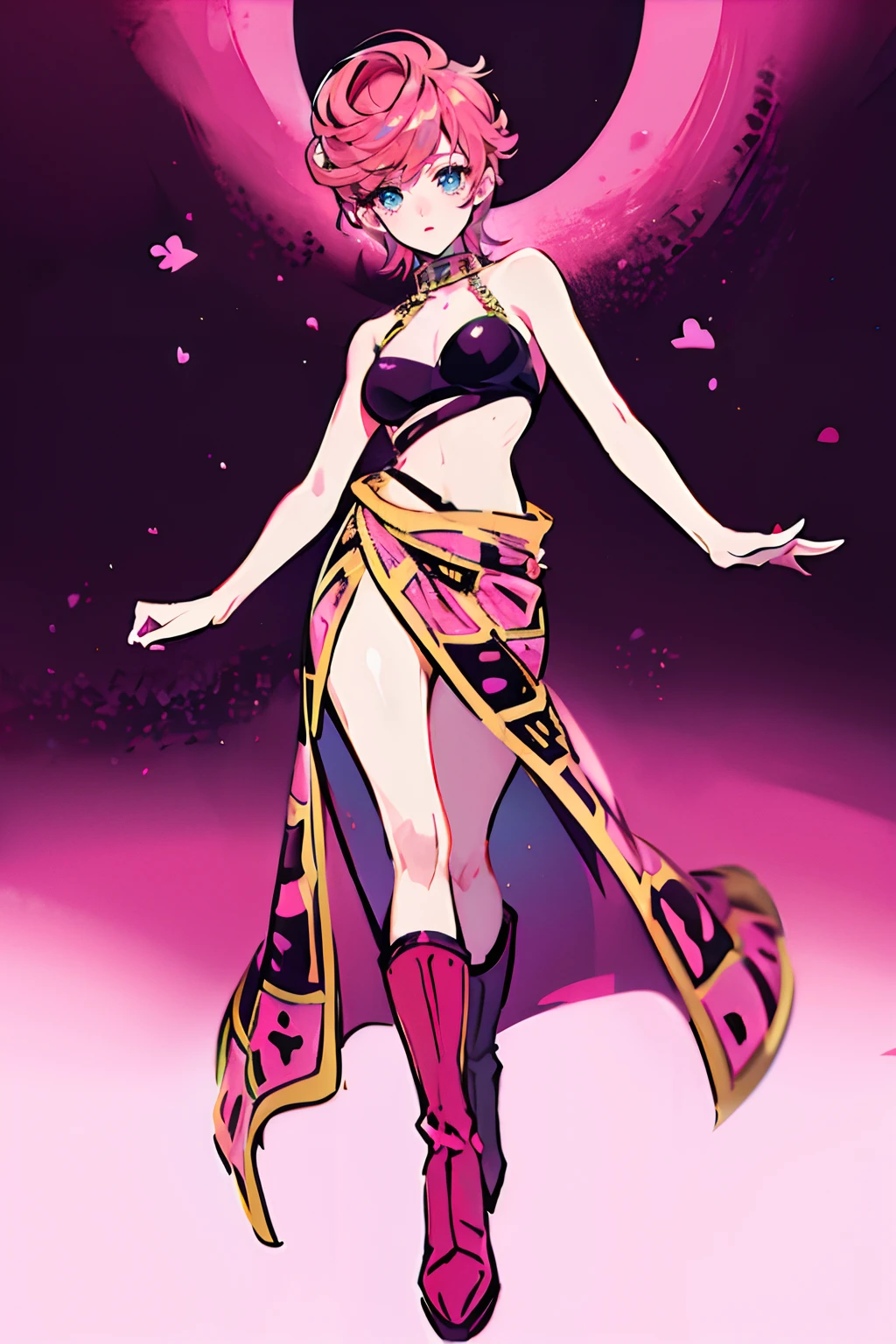 trishuna, trishjojo, trish una, absurdres, absolutely resolution, incredibly absurdres, highres, ultra detailed, 1girl, medium breasts, skirt, boots, solo, full body