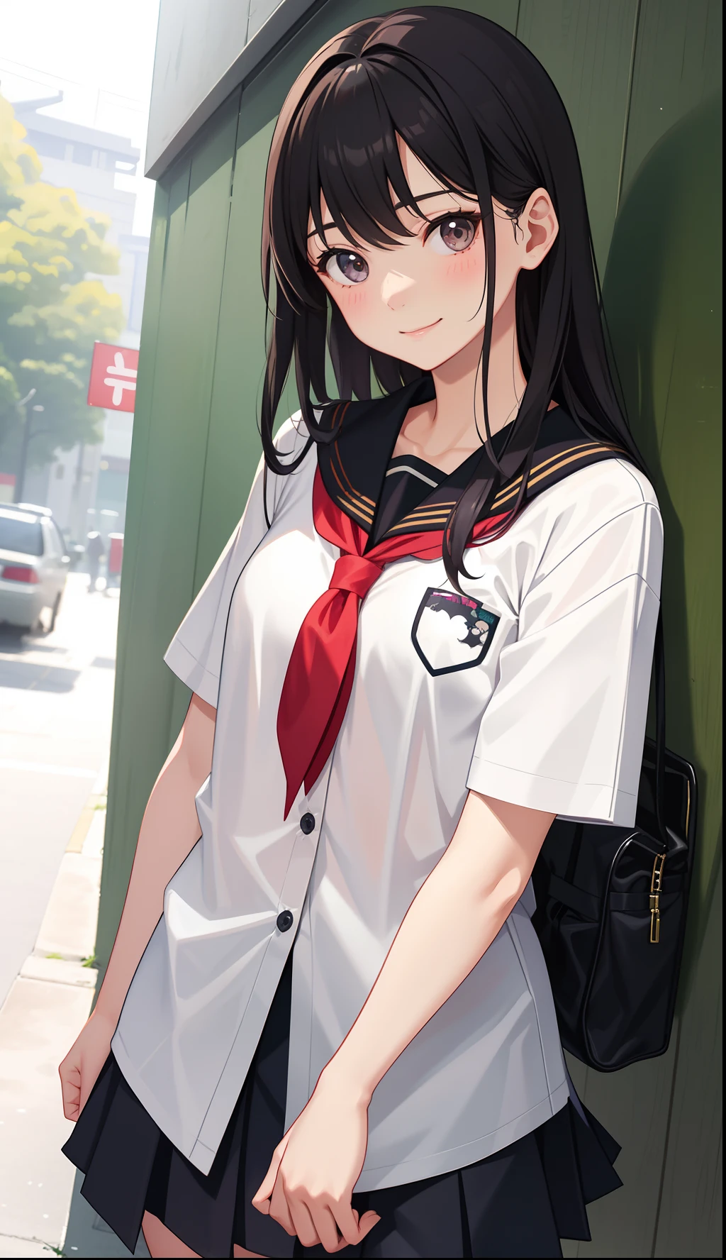 high school girl，Summer clothes，Lewd，Black Hair，Going home