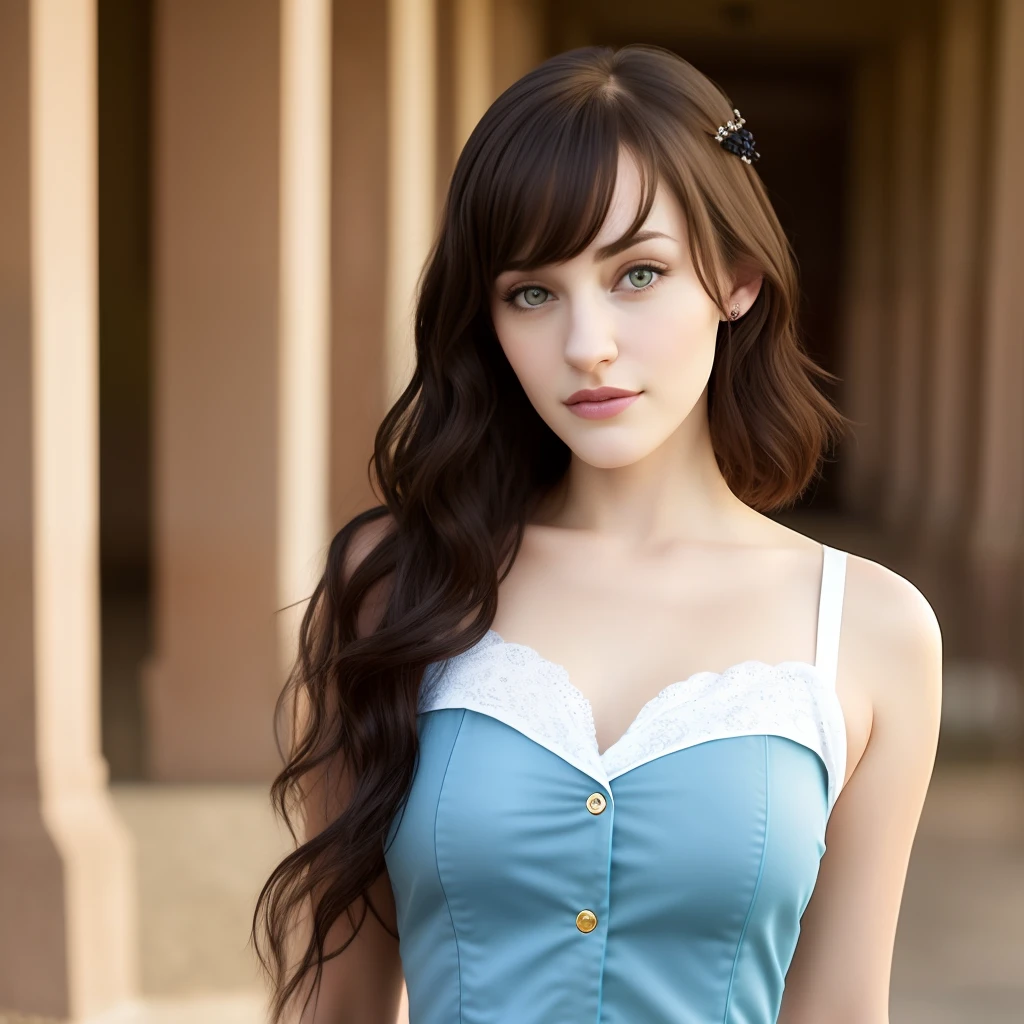 Jessica Stoya, caucasian woman posing for a picture in school girl uniform, realistic, pale fair skin, with black hair, shoulder length hair she has black hair, with pale skin, short dark hair, digital art. photo realistic, highres, alice cullen, beautiful kat dennings, wonderful dark hair, short black hair, girl, small breasts