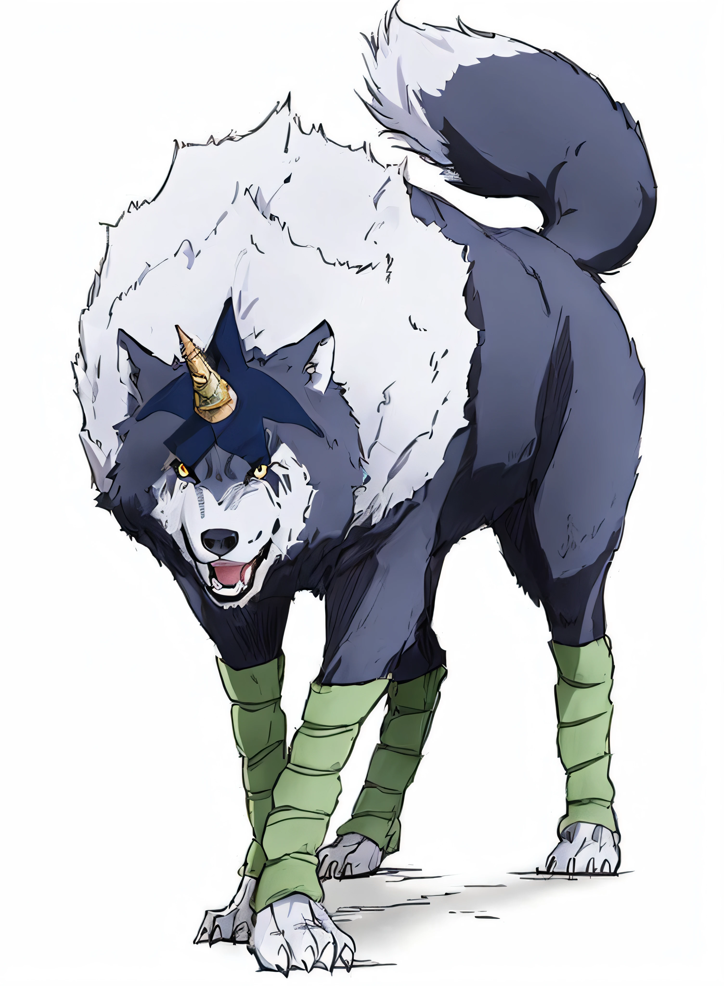 a drawing of a wolf with a horn on its head, an anthropomorphic wolf, Legoshi, Beastars, um lobo minotauro, female anthropomorphic wolf, anthropomorphic wolf, Koda Kazuma, Da Cryptid Academia, dire wolf, Lobo Fursona, anime raposa branca, grande lobo, anthropomorphic wolf male