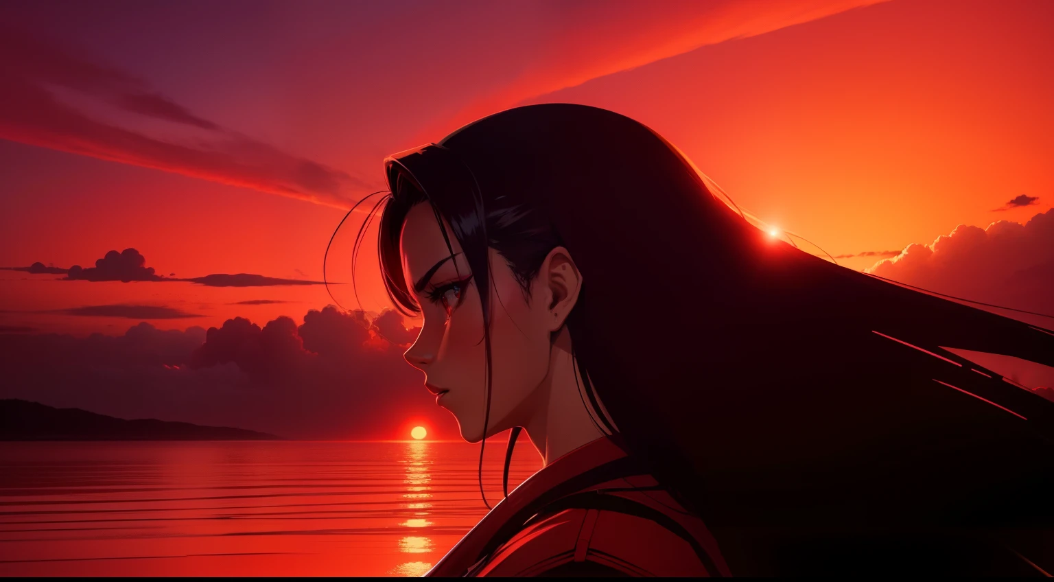 red skies, Anime aesthetics, fagulhas de fogo