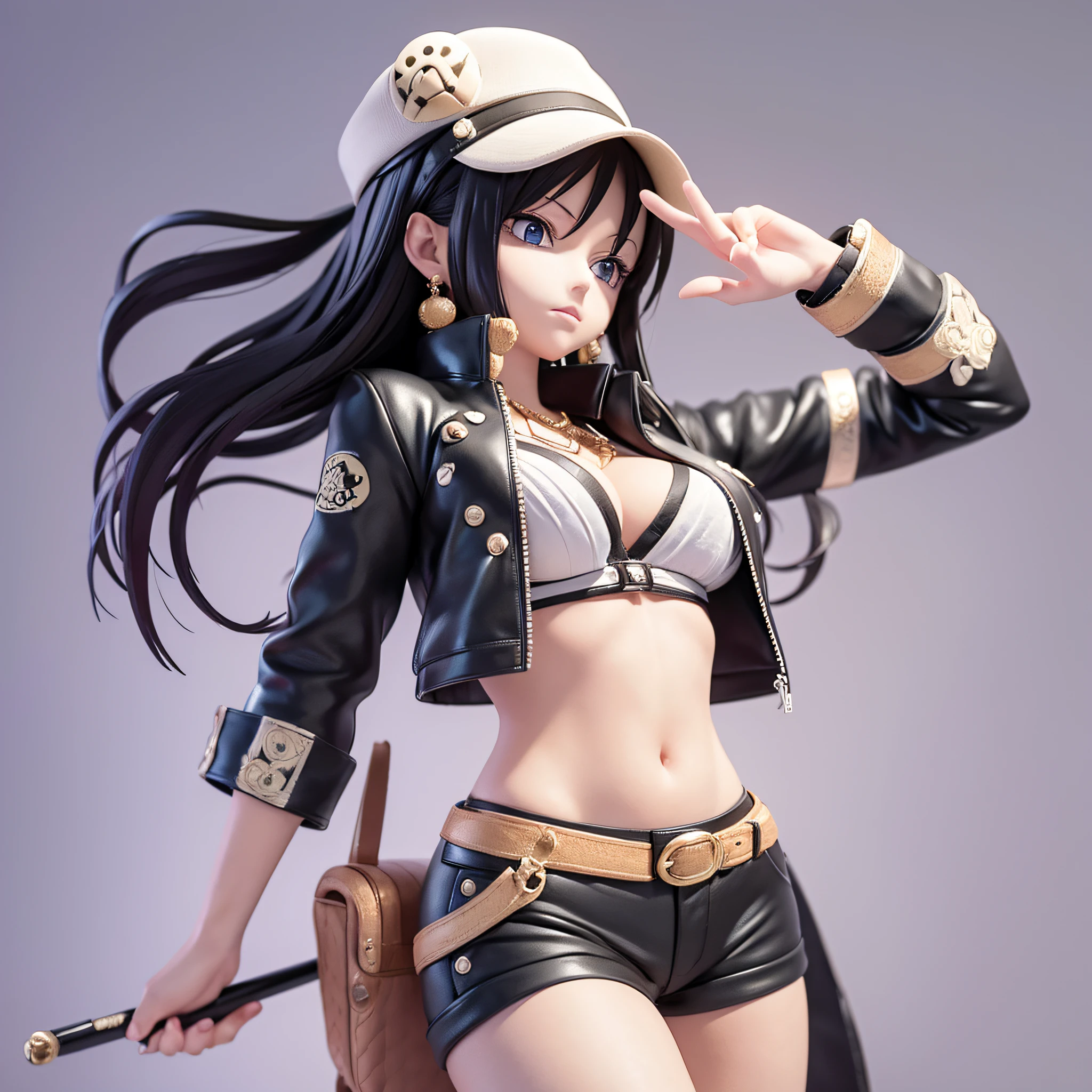 ((3D anime: 1.2, One Piece Manga: 1.3), Mascot, 3D image), Nico Robin - The crew archaeologist, dynamic angle, dynamic pose, emphasis on hand gesture, black hair, light eyes, detailed clothing, mystical background, magic circles, sparks, high resolution, ((charcoal sketch:0.5, black and white:0.5):0.7 | (watercolor: 0.5, pastel: 0.5): 0.8)