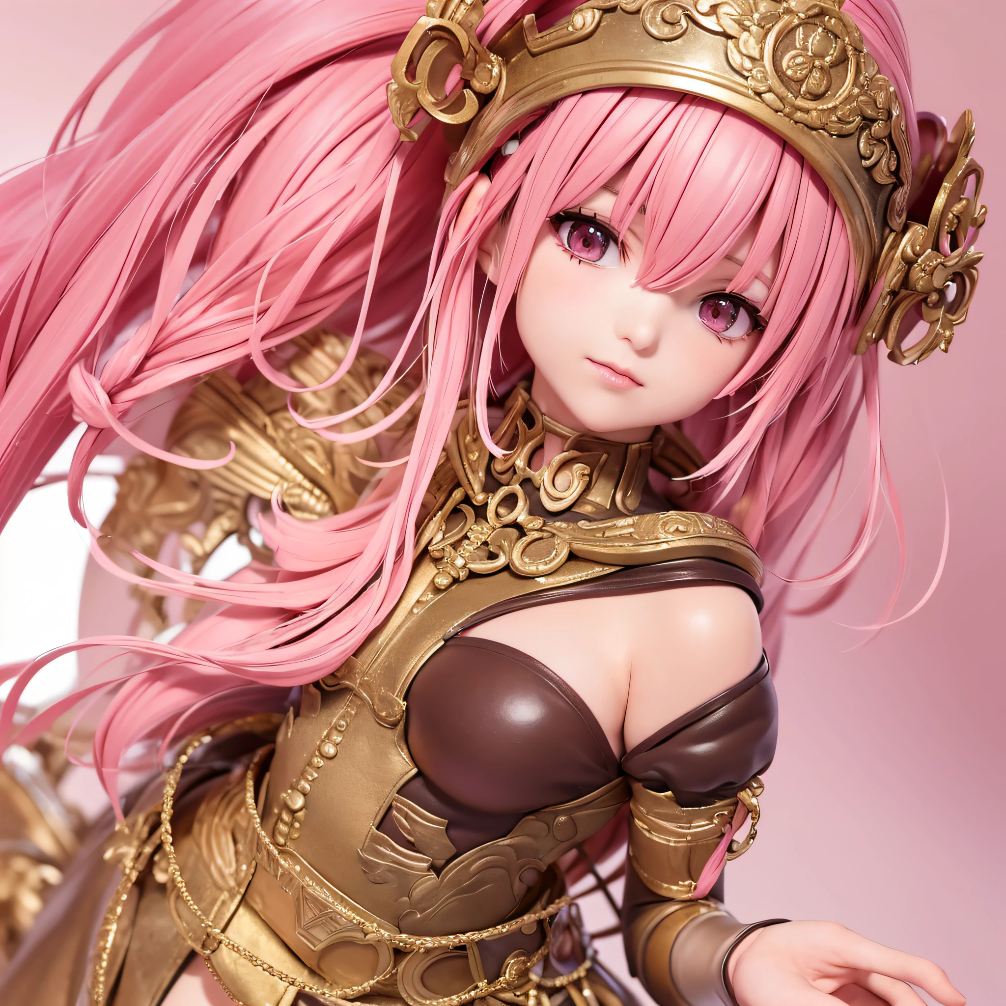 teenager, standing pose, dragon tail, dragon scale on hands and feet, dragon horns, Chinese dress, Chinese dress modified to reveal belly button, white color scheme, pink highlights, long hair, pink hair, wide eyes, pink eyes, closed mouth, smile, imperial palace, towering pagodas, cherry blossom trees, red lanterns, stone dragon statues, golden accents, misty mountain backdrop, serene pond,
