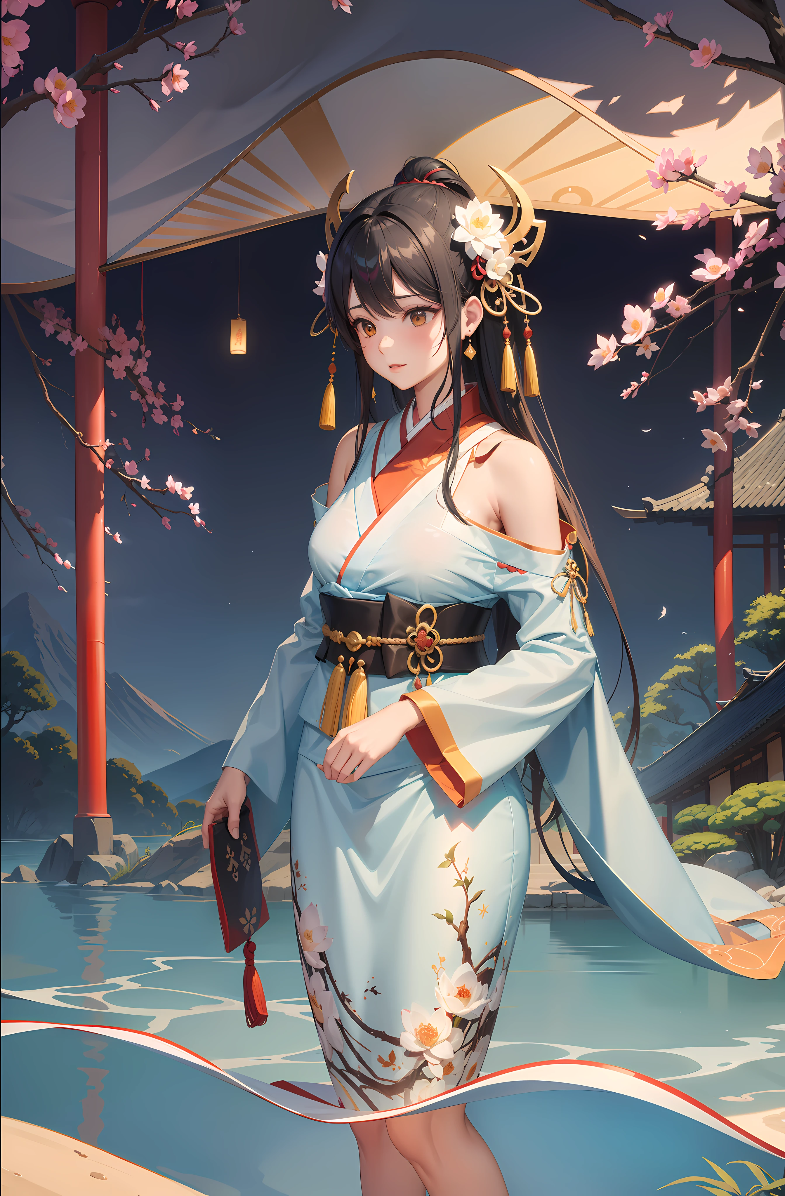 "Visualize a captivating wallpaper adorned with a meticulously crafted pattern of iconic Japanese symbols, each layer contributing to a rich and harmonious tapestry.
Cereja, delicate and ephemeral, flutuar pela tela, evocando a beleza e a transitoriedade da vida. The torii gate, Um portal sagrado, Fica alto, symbolizing the boundary between the spiritual and physical worlds.
Elegant kanji characters intertwine in the design, cada personagem com significado profundo. "ay (de) representa harmonia e unidade, 'Valente' (Yuu) encarna a coragem, e 'Paz' (heathen) significa paz.
Sob um sereno, moonlit sky, a red solar disk or '日' (Oi) Irradia, representing hope and new beginnings. Bamboo stalks are strong and flexible, symbolizing resilience and adaptability.
Uma lagoa tranquila espelha os arredores, its surface adorned with a water lily;;, or 'lotus' (UAU), signifying purity and enlightenment. Koi fish swim amid lotus flowers, embodying transformation and perseverance.
Guindastes dourados levantam voo, suas asas simbolizando longevidade e boa sorte. The silent sound of a temple bell or '鐘' (Kane) Ressoa, bringing mindfulness and inner peace.
A paleta de cores combina perfeitamente azuis suaves, Rosas Macias, e verdes terrosos, invoking a sense of calm and connection to nature. This wallpaper pattern is an intricate mosaic of Japanese symbolism, convidando-o a explorar as camadas da cultura, wisdom, e beleza que eles possuem."