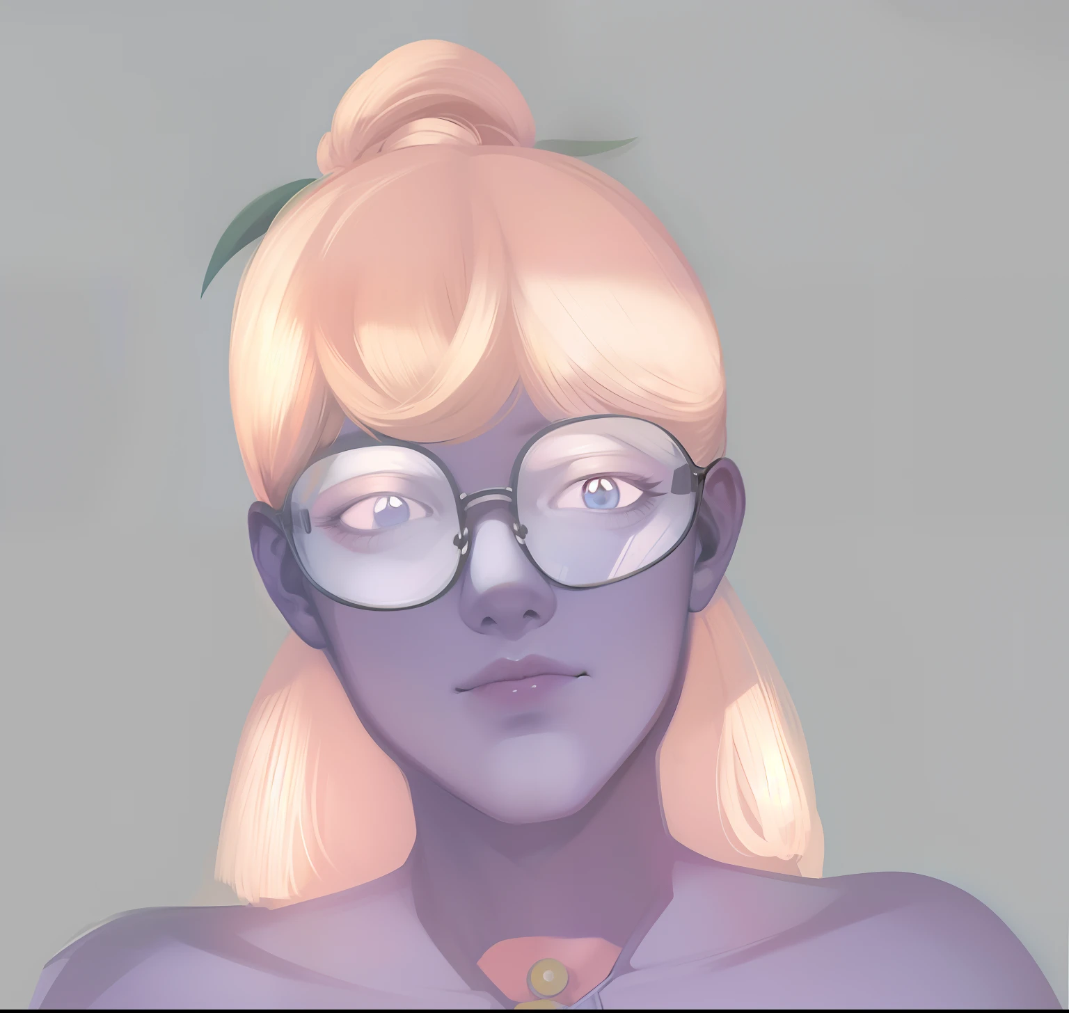 Hay un hombre con gafas y una flor en el pelo, Retrato de medio cuerpo, Su cara es una flor malva, Estilo Cel-shading, Retrato de medio cuerpo, character portrait of me, Retrato suave, cell shaded adult animation, Un retrato de personaje, El sombreado, Sombreado realista, Retrato de Antro, Retrato de personaje pintado, Retrato de busto, Retrato 2D, unknown artstyle