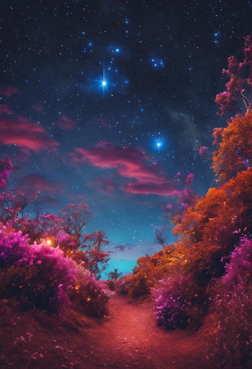 blue skies, noite, estrelas, magic realism, profundidade, immersion, sonho, wistful, colorido suavemente