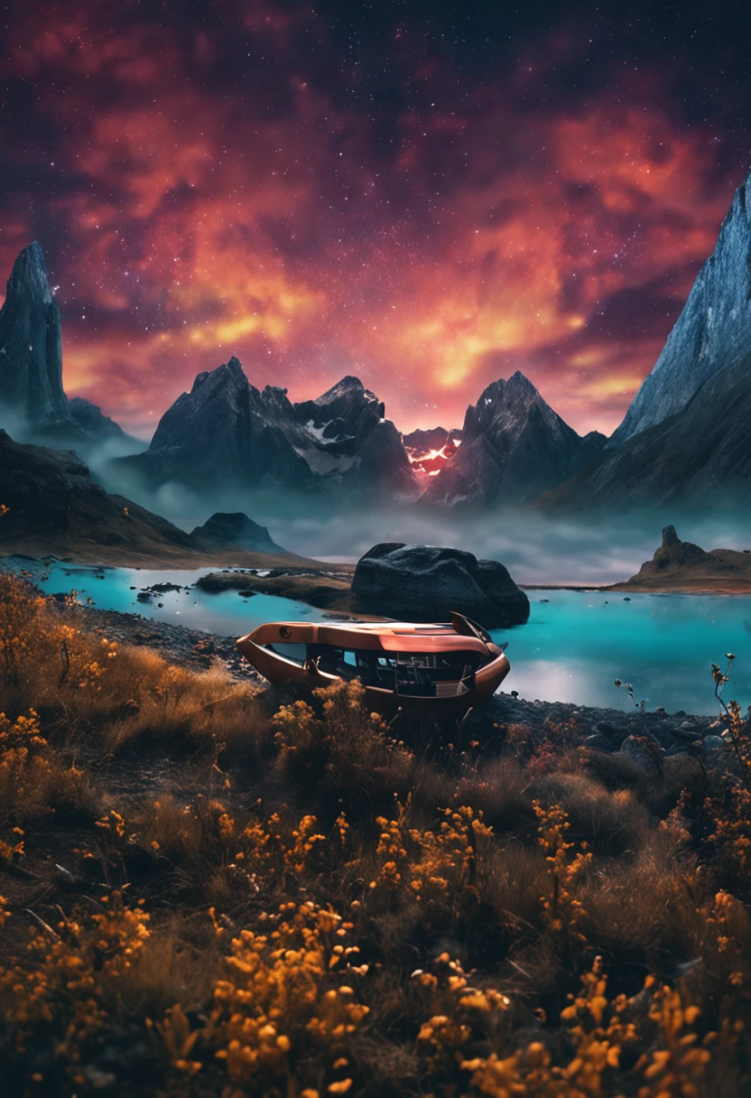 blue skies, noite, estrelas, magic realism, profundidade, immersion, sonho, wistful,  magic realism, hemisphere, 8k,