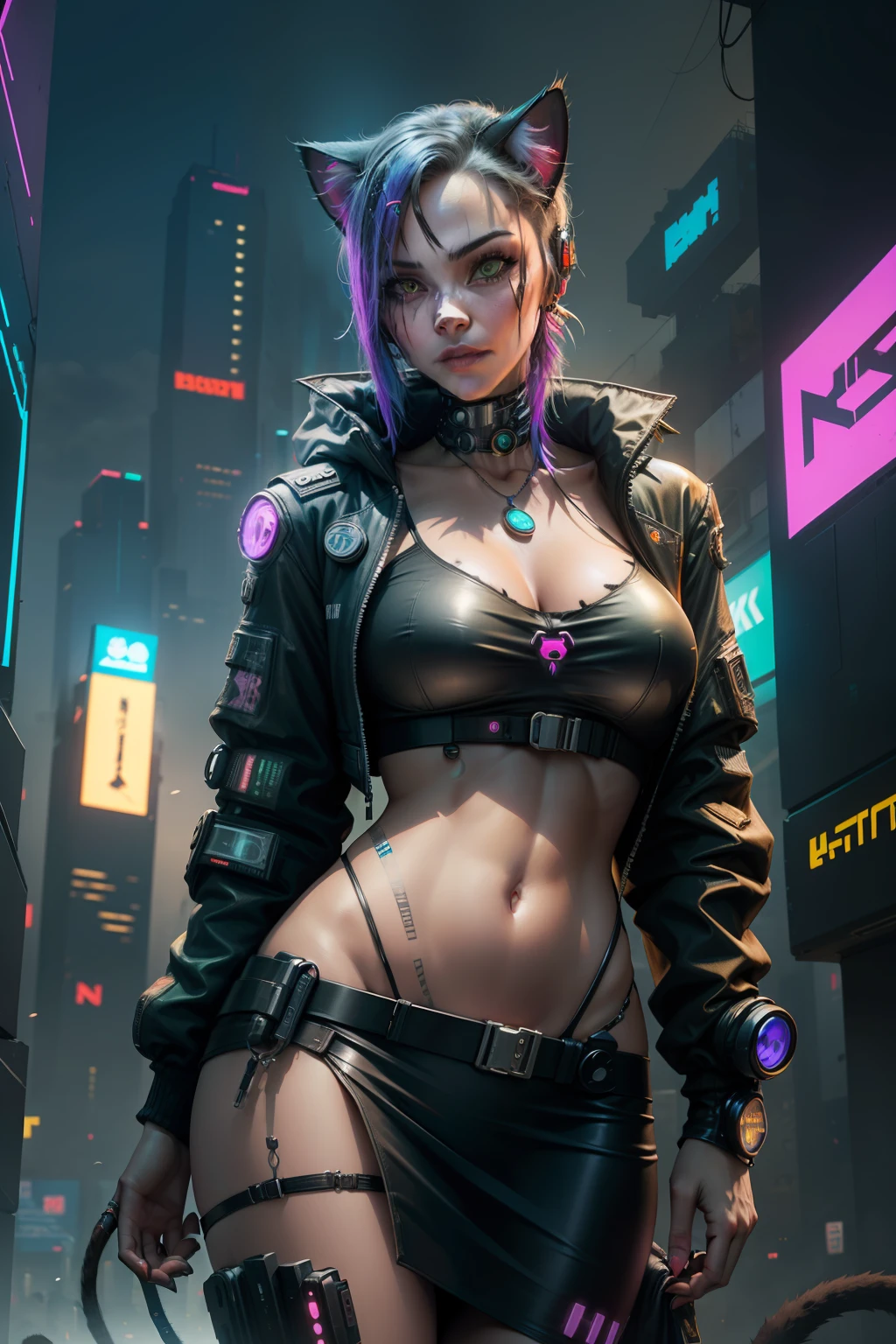 ((User-friendly cyberpunk cat:1.2))