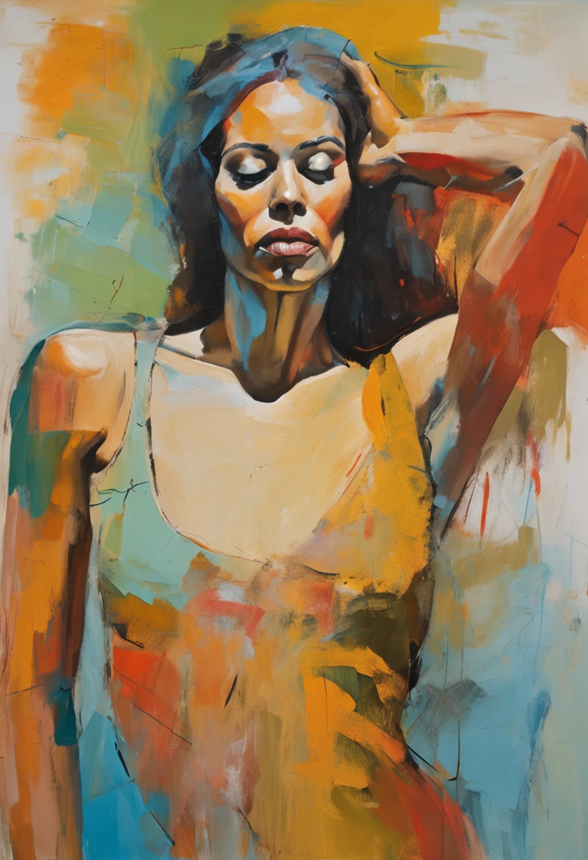 um desenho de uma mulher com cabelos azuis preso, with your hands on your head, hands behind his body , pose deitada, hands in hair, cabelos azuis preso, coque aparente, cabelo azul claro, hands behind his Pose!, Retrato da parte superior do corpo, retrato de meio corpo, Posar(arms up + Feliz), outline sketch, Hand to head greeting, retrato de meio corpo, desenho de cima para baixo