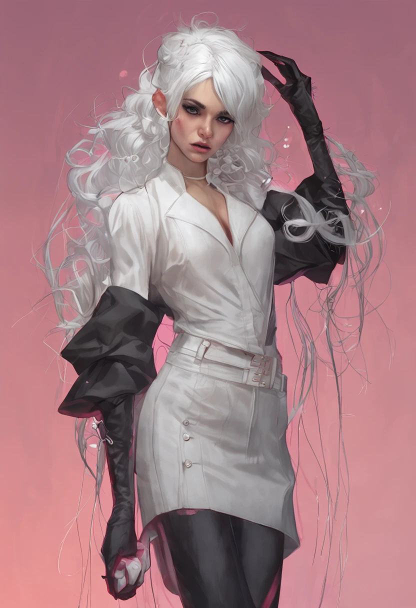 White hair,blacksilk,Single leg socks,Harnes,Cat lady