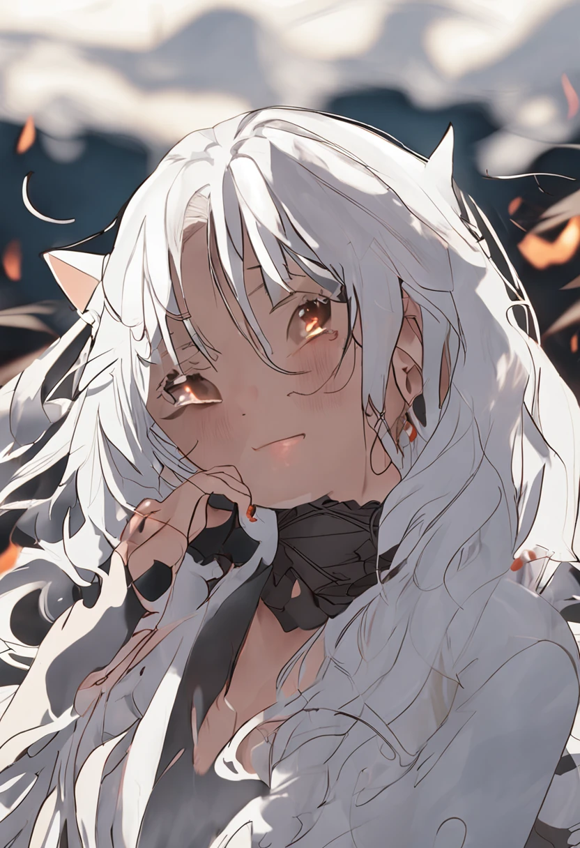 White hair,blacksilk,Single leg socks,Harnes,Cat lady