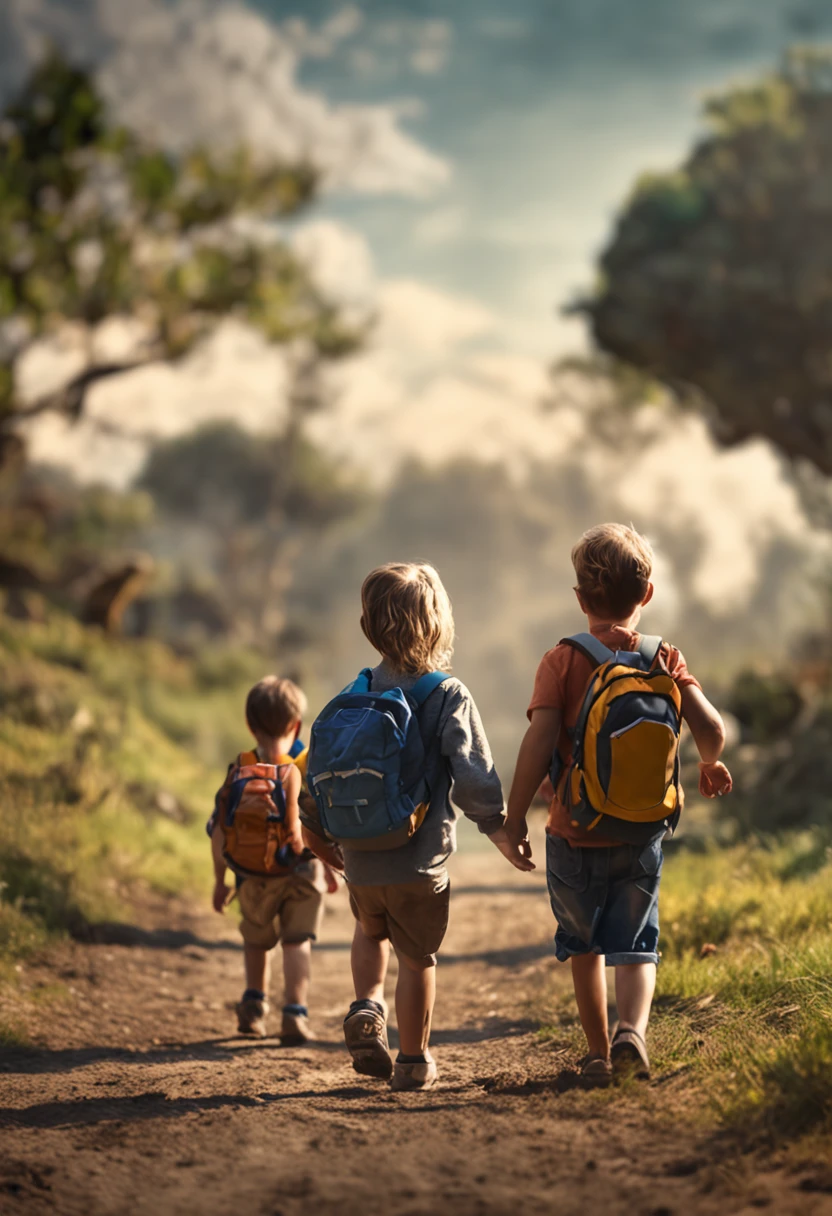 Elementary school students on vacation,Very happy,Looking forward to the holidays,Smile brightly