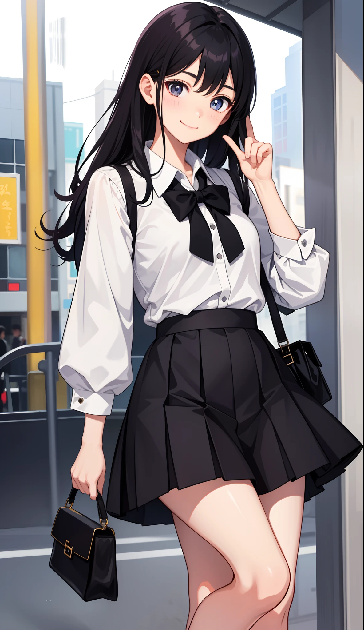 1girl in、AS-Adult、A smile、A delightful! The shirt、skirt by the、(small tits)