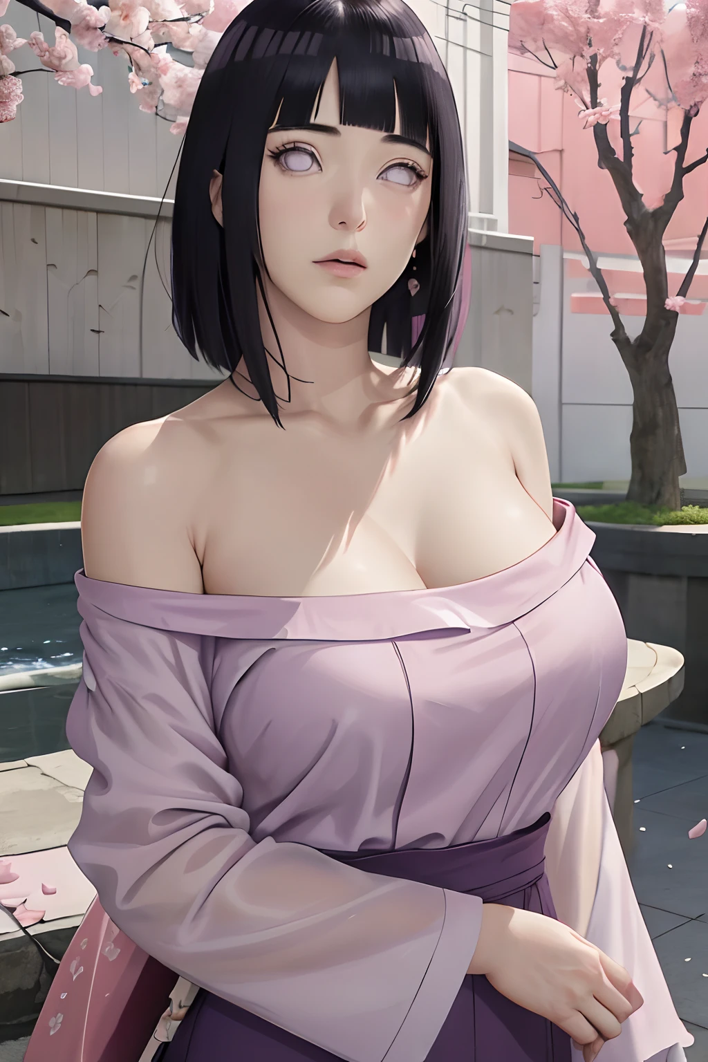 Masterpiece, absurderes, Hinata\(Boruto\), 1girll, Solo,Mature female, Off-the-shoulder oversized shirt, view the viewer, (Falling petals), Perfectcomposition, Detailed lips, big breast, Beautiful face, body propotion, Blush, (Pink lips), Long hair,  Purple eyes,  Soft gaze,  Super realistic, Detailed, photoshoot, Realistick faces and bodies, NSFW）breasts,
masterpiece,best quality,best illustration,hyper detailed,1 girl,solo,,glamorous,blushing,

gigantic breasts,large,((multiple_breasts))),（Re-emulsification）