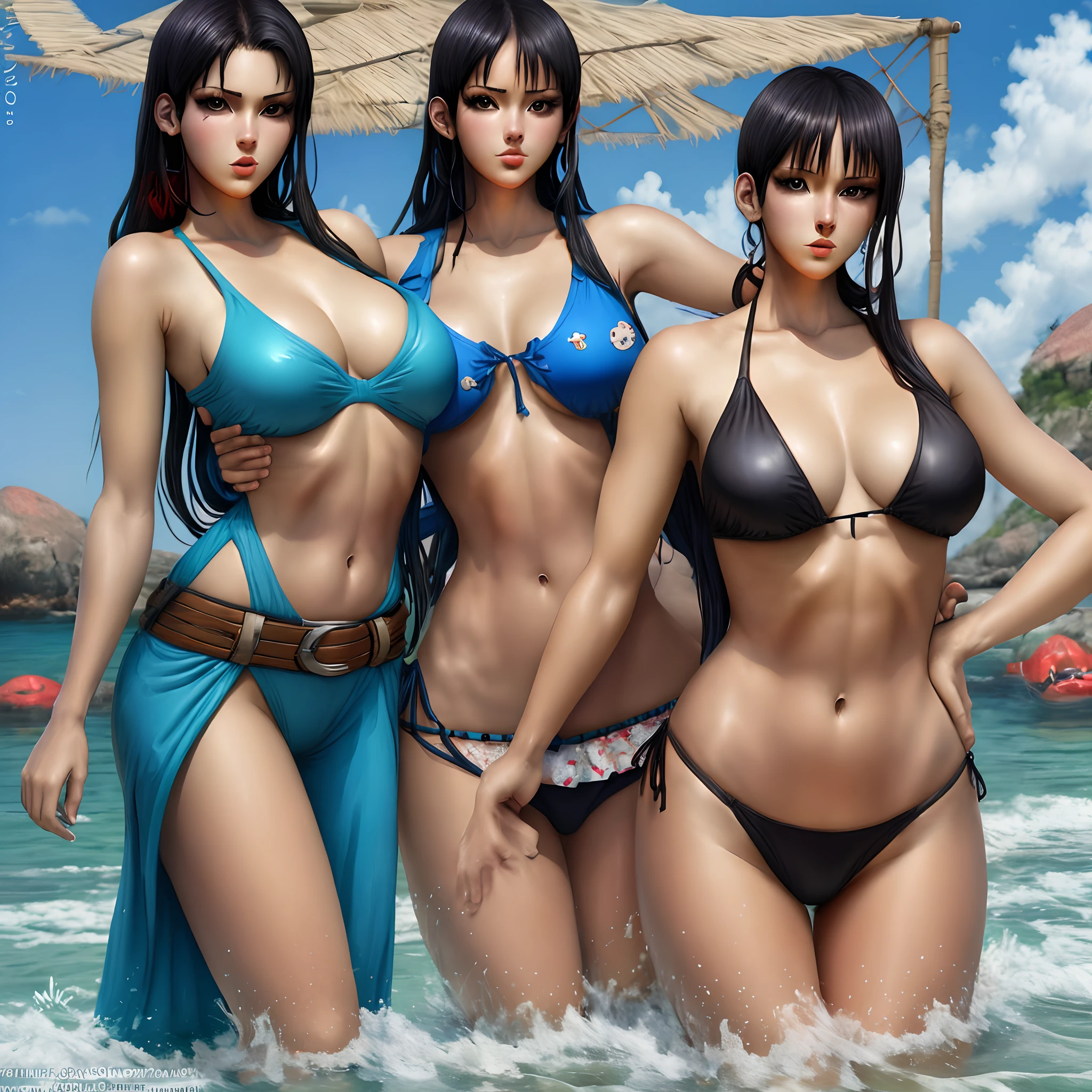 An iconic character in one piece nico robin in a hot sexy bikini in one piece art style