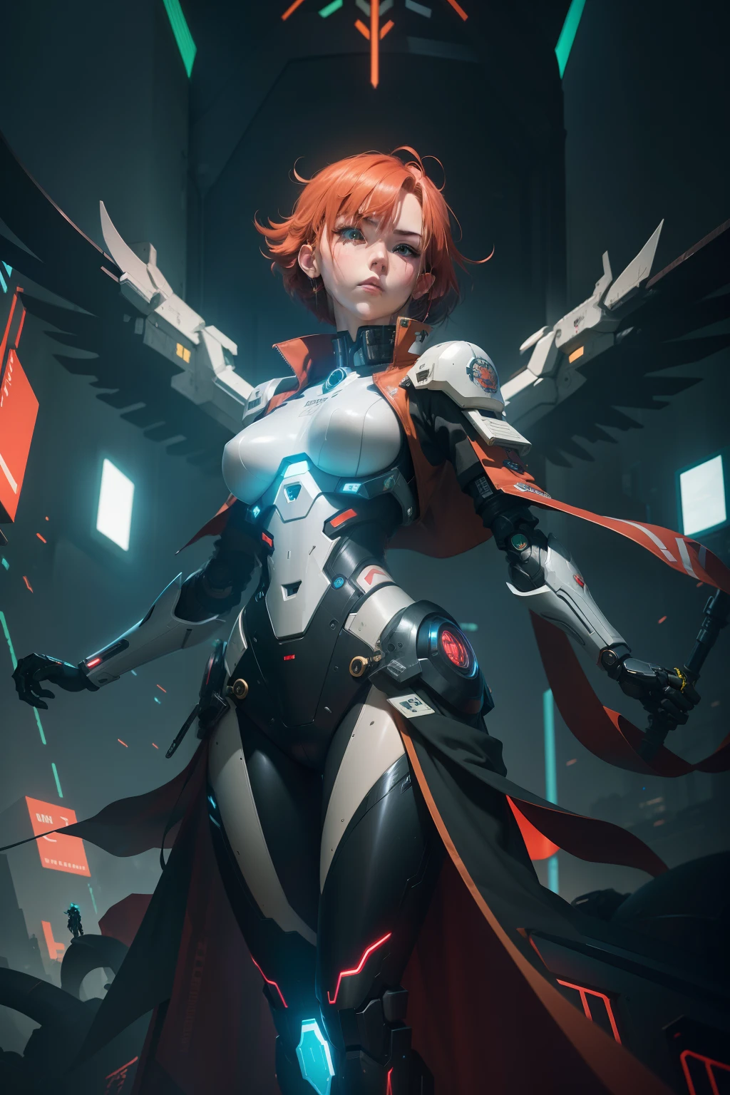 red head teen in real short sleeves stands next to a giant robot, Boy in mech cyber armor, Cyberpunk anime mech, Male mech, cgsociety and fenghua zhong, anime mecha aesthetic, mechanization, Handsome white boy cyborg, cyberpunk, green military camo, dynamic scene, 2 0 y. gal , mecha asthetic, Robot boy Boy in shorts and jacket standing next to giant robot, Guweiz style artwork, CyberPunk mech, Trends on CGSTATION, Guweiz, Russell Dongjun Lu, digital cyberpunk anime art, Ross Tran 8 K, Guweiz on ArtStation Pixiv, boy in mecha network armor