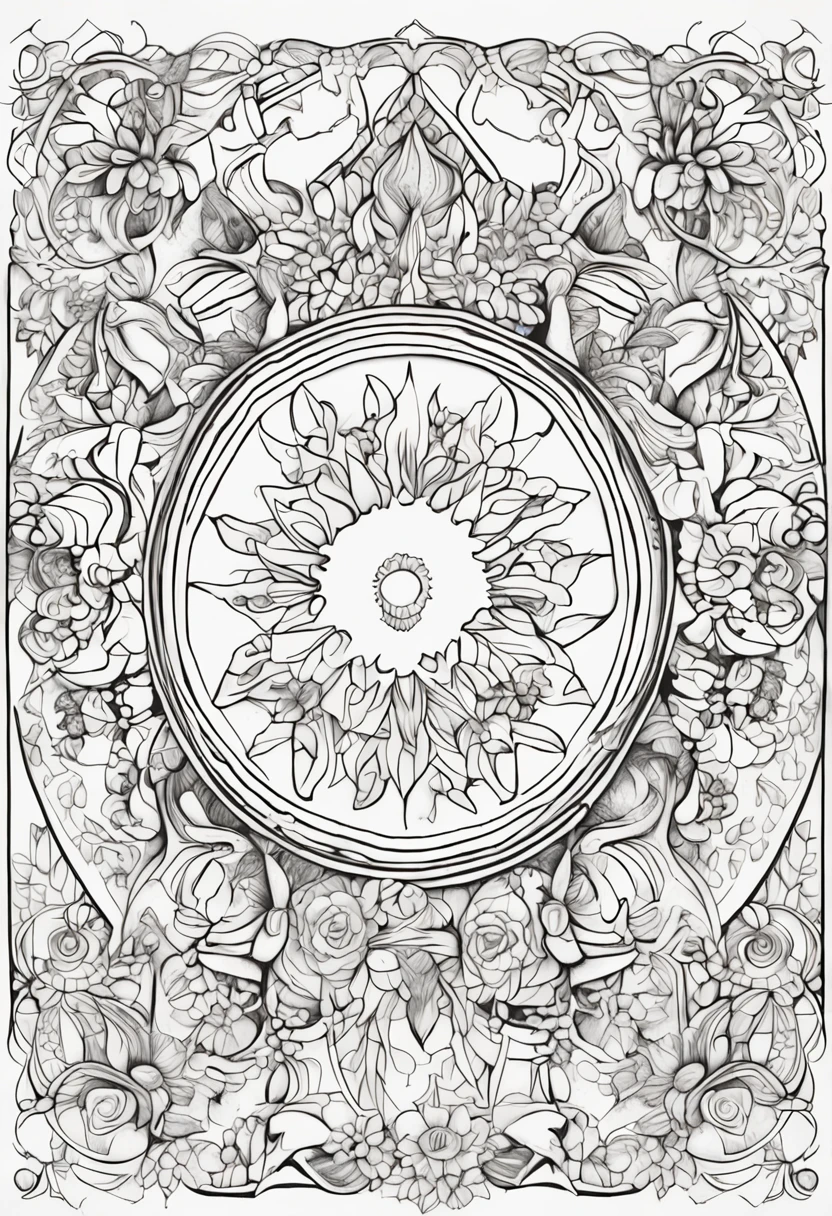Outline art for children's picture books, Johanna Basford inspired style, White background, Sketch style, full bodyesbian, Use only outlines, Mandala style, Clean line art